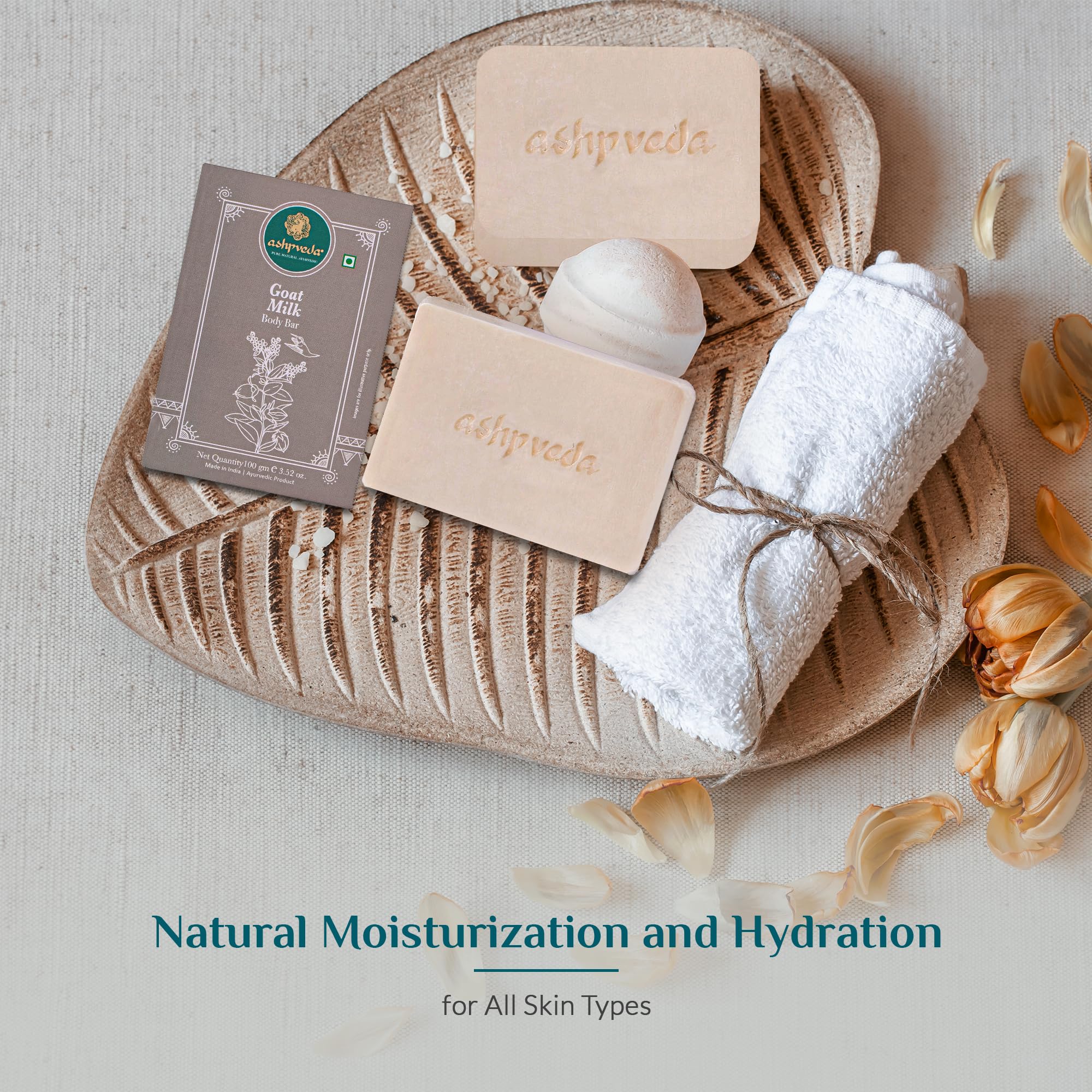 Organic Ashpveda Jojoba Oil & Goat Milk Handmade Soap Bar - Moisturizing, Nourishing & Brightening for Dry, Sensitive Skin - Natural Tan Removal & Glow - 100g - Perfect for Daily Skincare Routine & Spa-Like Bath Experience
