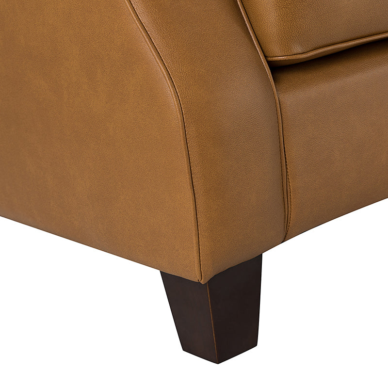 Hugo Traditional Style Curved Genuine Leather Sofa - Elegant Living Room Furniture for Home, Office & Lounge Decor