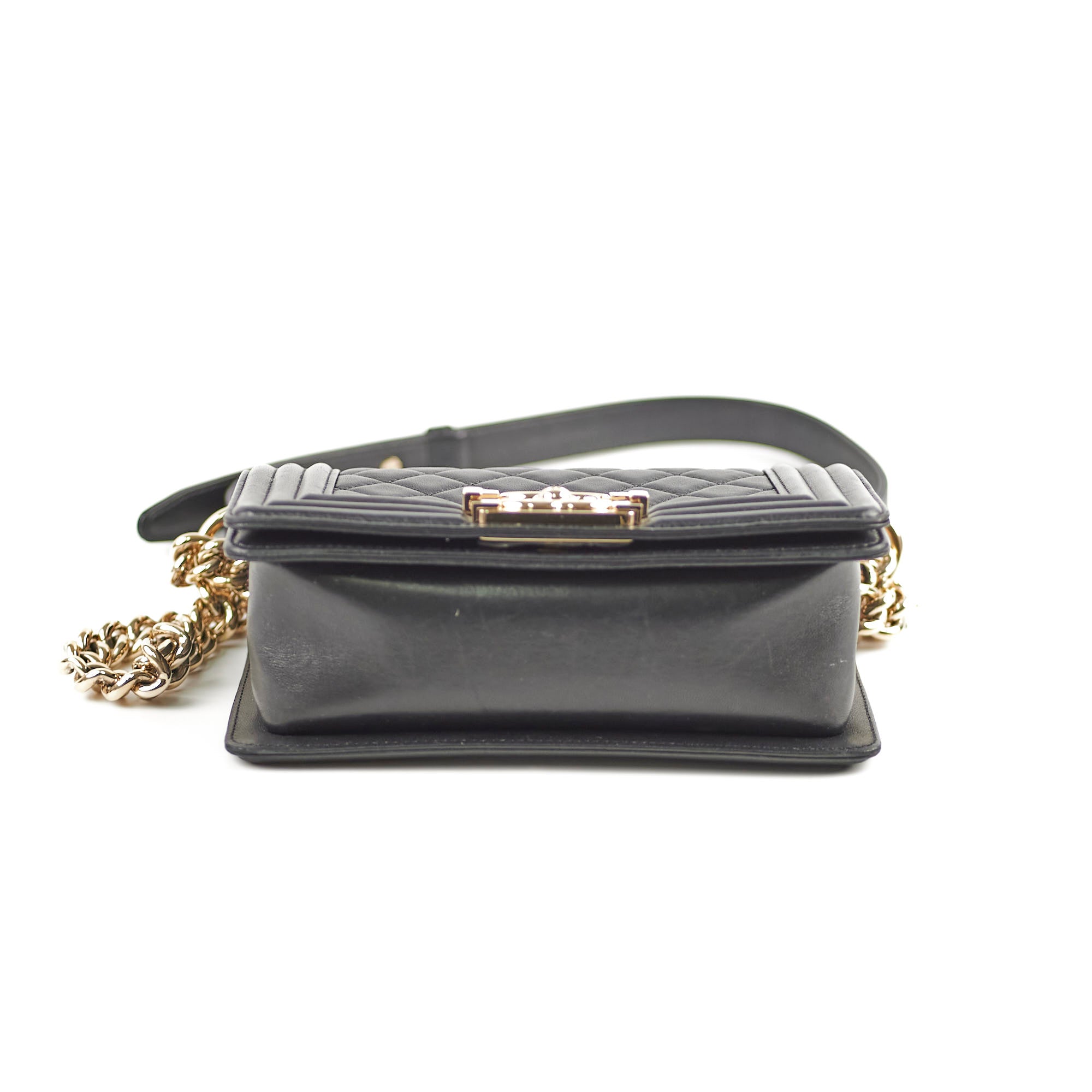 Chanel Small Boy Lambskin Black Leather Shoulder Bag 23 Series - Luxury Crossbody Purse for Women, Perfect for Evening Parties & Date Nights