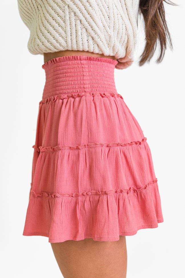 Through The Garden Rose Solid Mini Skort - Women's Floral Print Tennis Skirt for Golf, Yoga & Casual Wear | Summer Fashion Skirt with Pockets