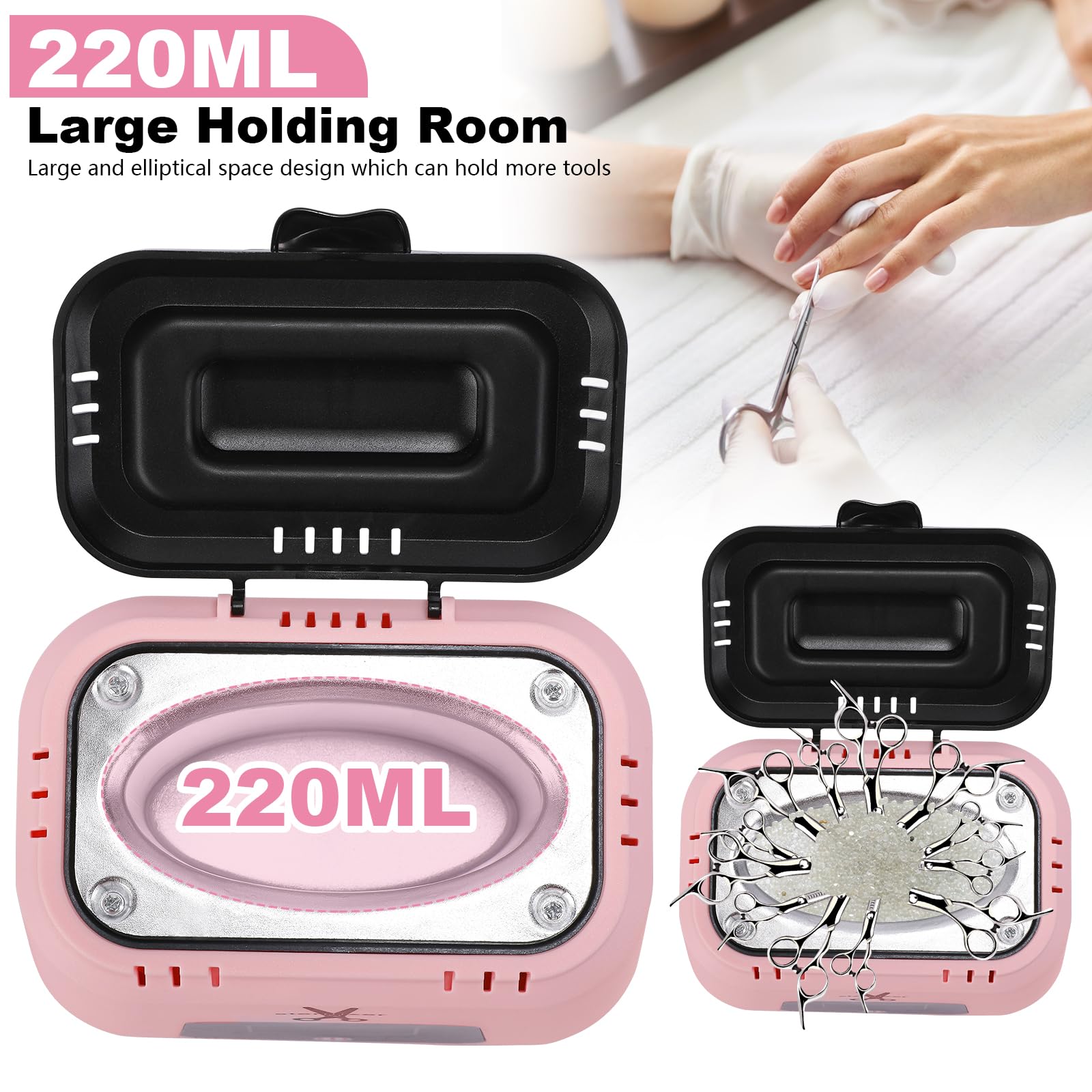 Portable Nail Tool Sterilizer with Glass Beads - High Temperature 329℉ for Metal Tools - Professional Salon & Esthetician Supplies - Perfect for Nail Salons, Home Manicures & Beauty Tool Sanitization