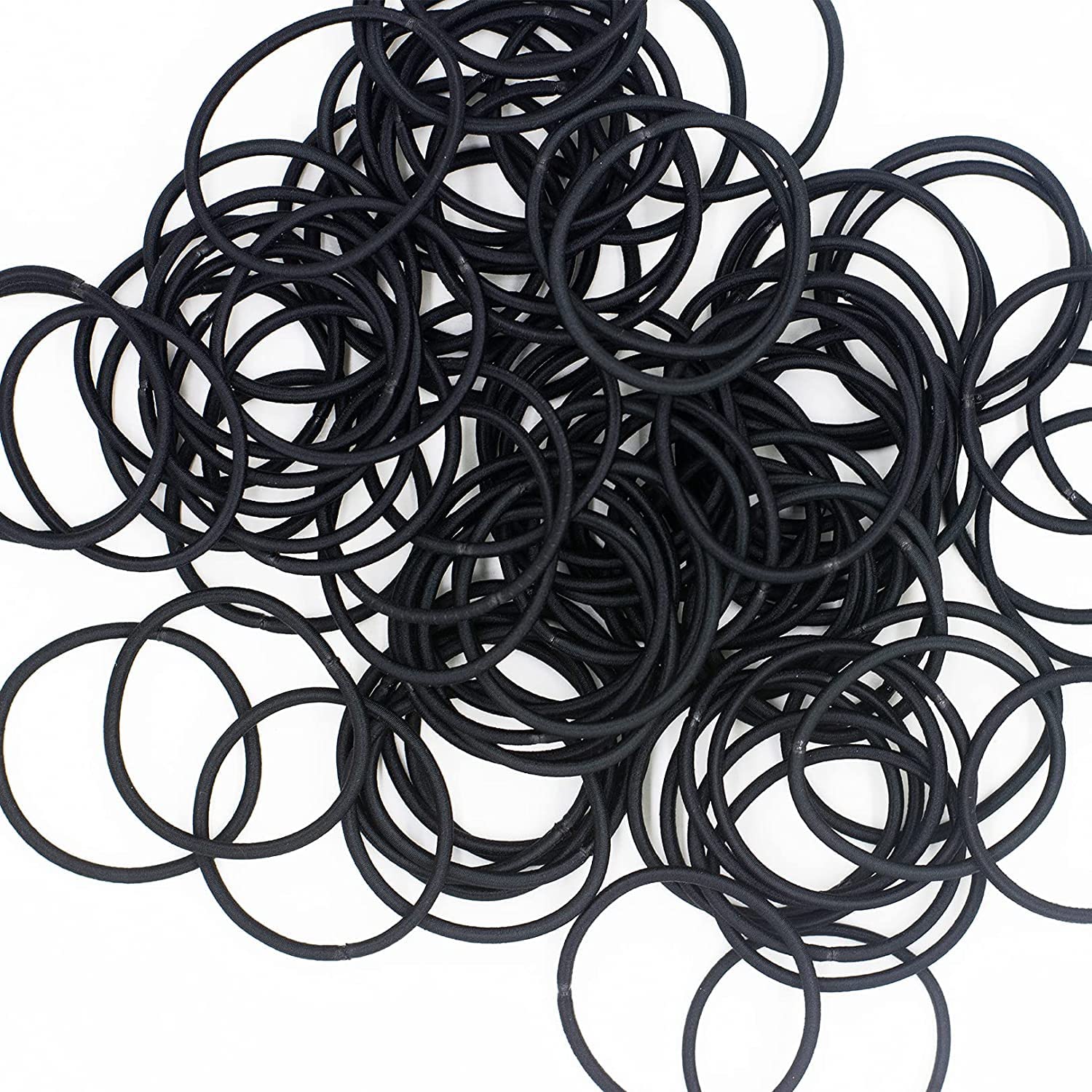 Nyamah Sales 50 PCS Black Hair Rubber Bands - No Snap Hair Ties for Braiding, Ponytails - Soft Elastic Hair Holders for Women, Kids & Baby Girls | Perfect for School, Work, Gym & Daily Styling