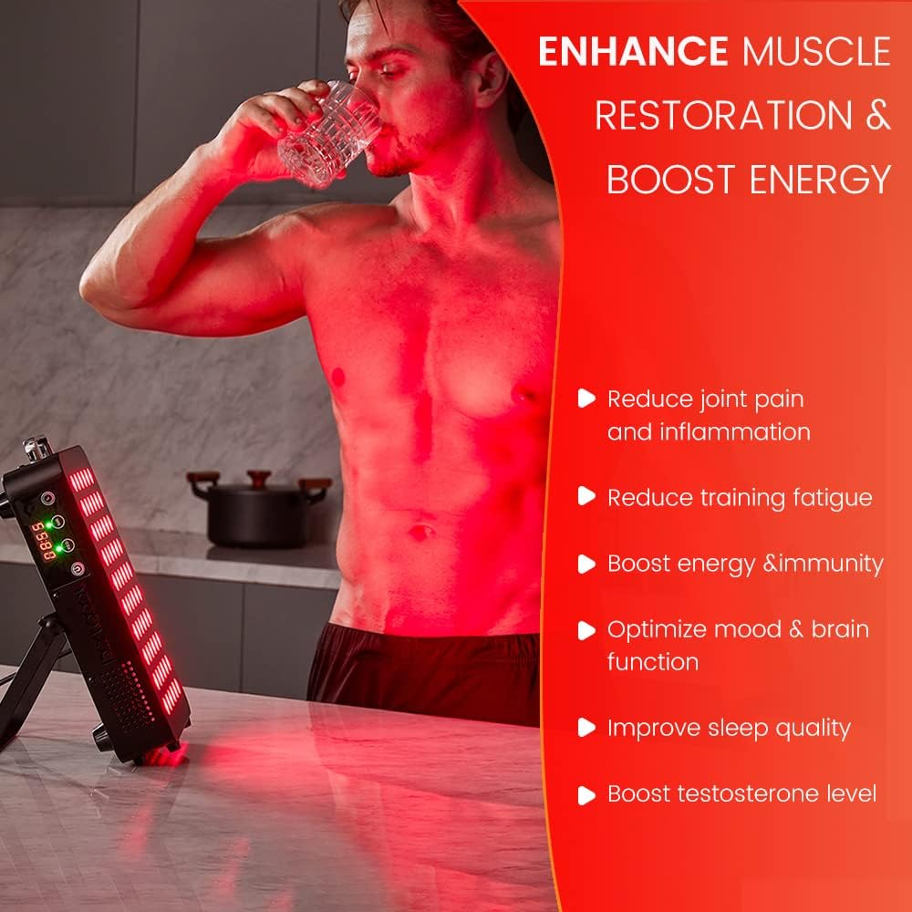 Bestqool Red Light Therapy Device - 50W Dual Chip 660nm & 850nm Clinical Grade LED Light Therapy for Face & Body Pain Relief - Portable Infrared Light Therapy for Muscle Recovery, Skin Rejuvenation & Joint Pain - Perfect for Home Use, Gym Recovery & Spa Treatments