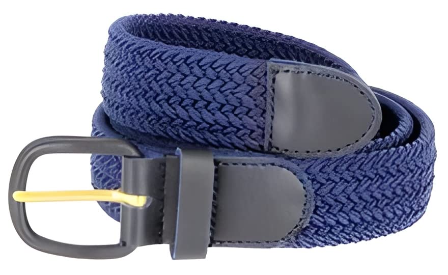 Finstore Unisex Braided Elastic Stretch Belt with Genuine Leather Buckle for Jeans & Pants - Adjustable Waistband for Men & Women | Perfect for Casual Wear, Office & Formal Occasions