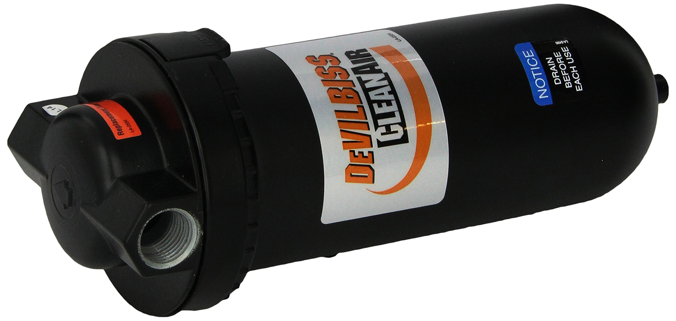 DeVilbiss 130041 100 CFM Air Line Filter - High Efficiency Compressed Air Filter for Pneumatic Tools, Spray Painting & Industrial Use