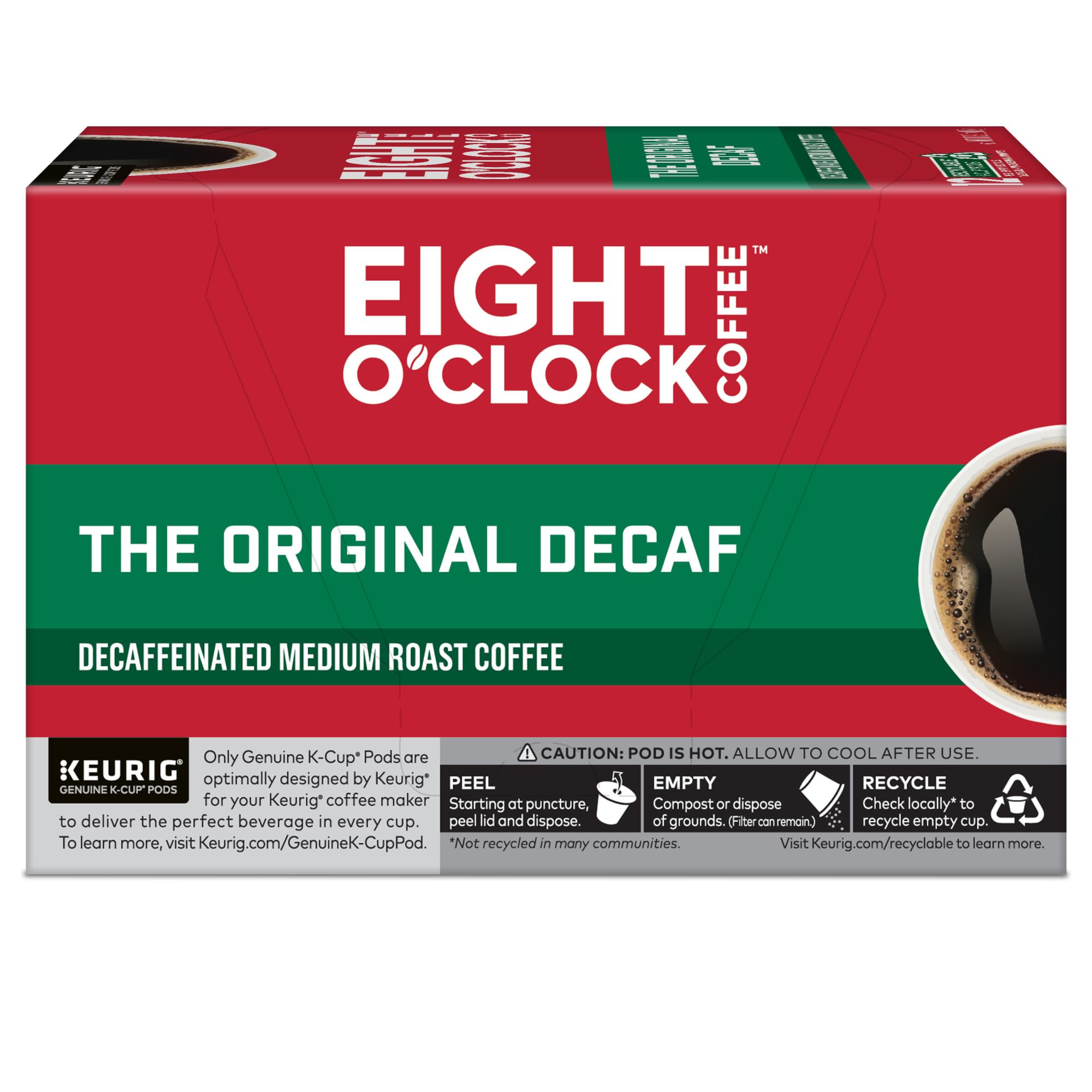 Eight O'Clock Coffee The Original Decaf K-Cup Pods - Medium Roast, 72 Count (6 Packs of 12) | Single-Serve Coffee for Keurig Brewers | Perfect for Home, Office & Morning Routine