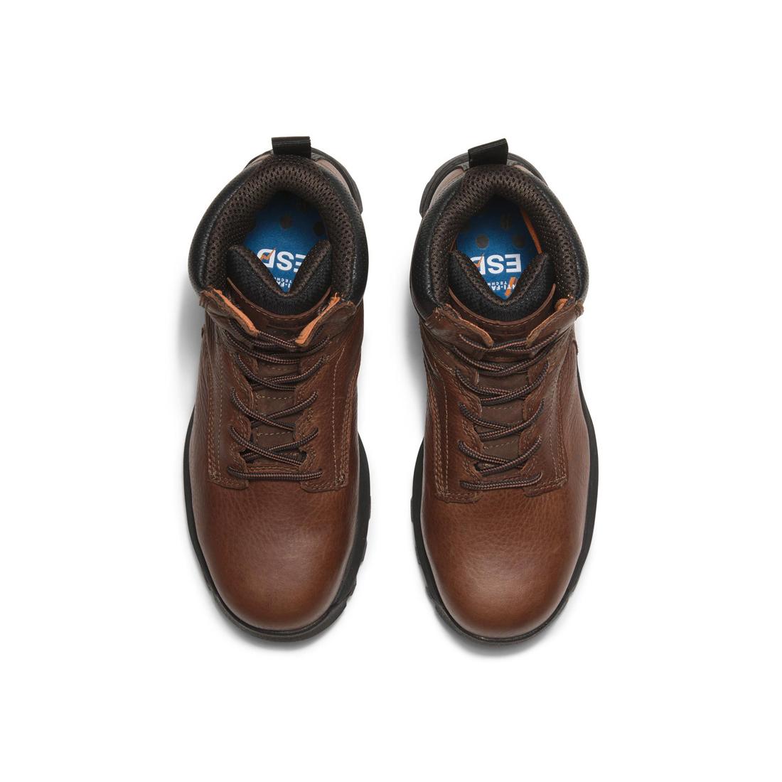 Titan EV 6 Inch Composite Toe SD10 Work Boots for Men - Brown Coffee Safety Shoes - Waterproof & Slip-Resistant for Construction, Warehouse & Outdoor Work