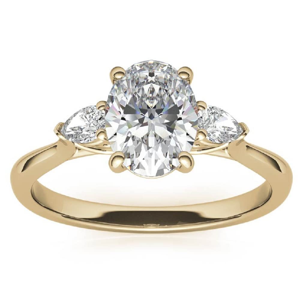 1.5 CT Oval Three Stone Moissanite Engagement Ring for Women - 925 Silver 10K/14K/18K Solid Yellow Gold Wedding Bridal Ring - Anniversary Promise Gift for Her - Perfect for Proposals, Weddings & Special Occasions