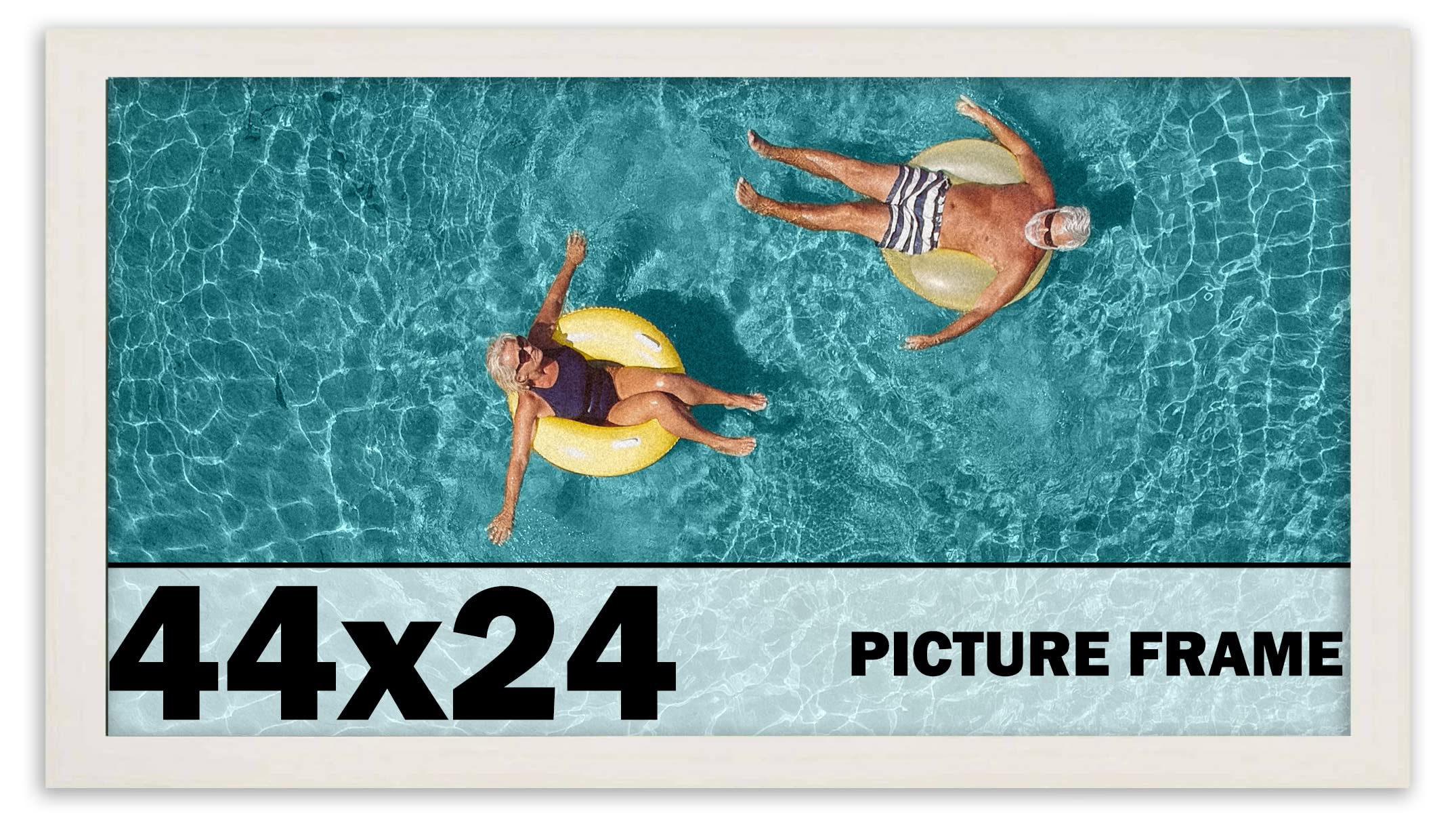 44x24 White Wash Wood Picture Frame - Shatterproof UV Acrylic Front & Acid-Free Backing for Family Photos - Modern Wall Decor for Living Room, Bedroom & Office Display