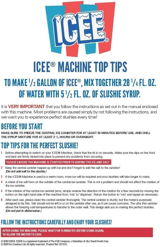 ICEE Home Countertop Slushie Maker Machine with 4-Pack Syrups, 20 Paper Cups & Straws - Make 34oz Frozen Slushies (Official ICEE Brand) - Perfect for Parties, Summer Treats & Family Fun