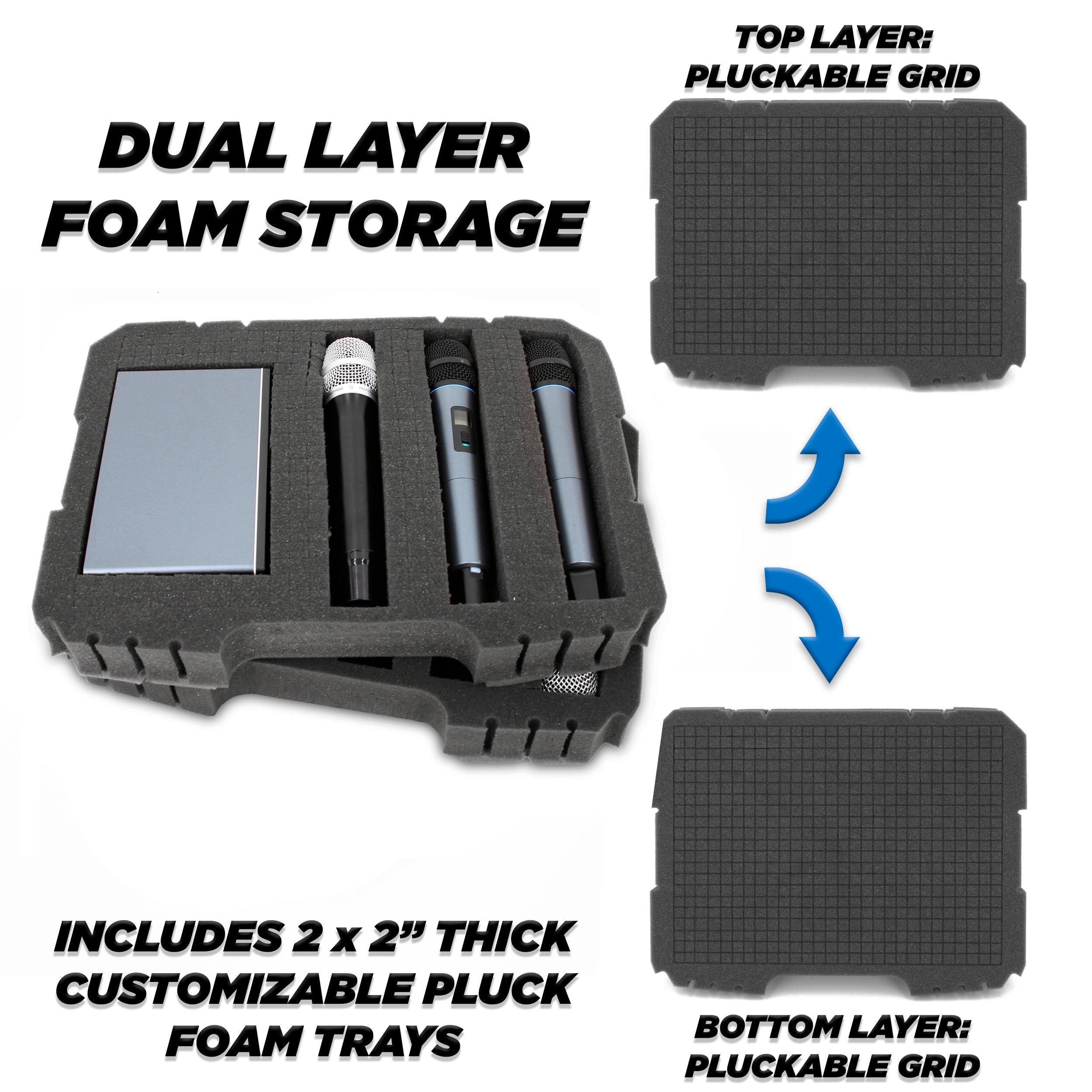 CASEMATIX Durable Hard Shell Microphone Case for Sennheiser, Audio-Technica & Shure Wireless Mics - Shockproof Protection with Dual Layer Foam Padding (Case Only) - Perfect for Studio Recording, Live Performances & Travel Storage