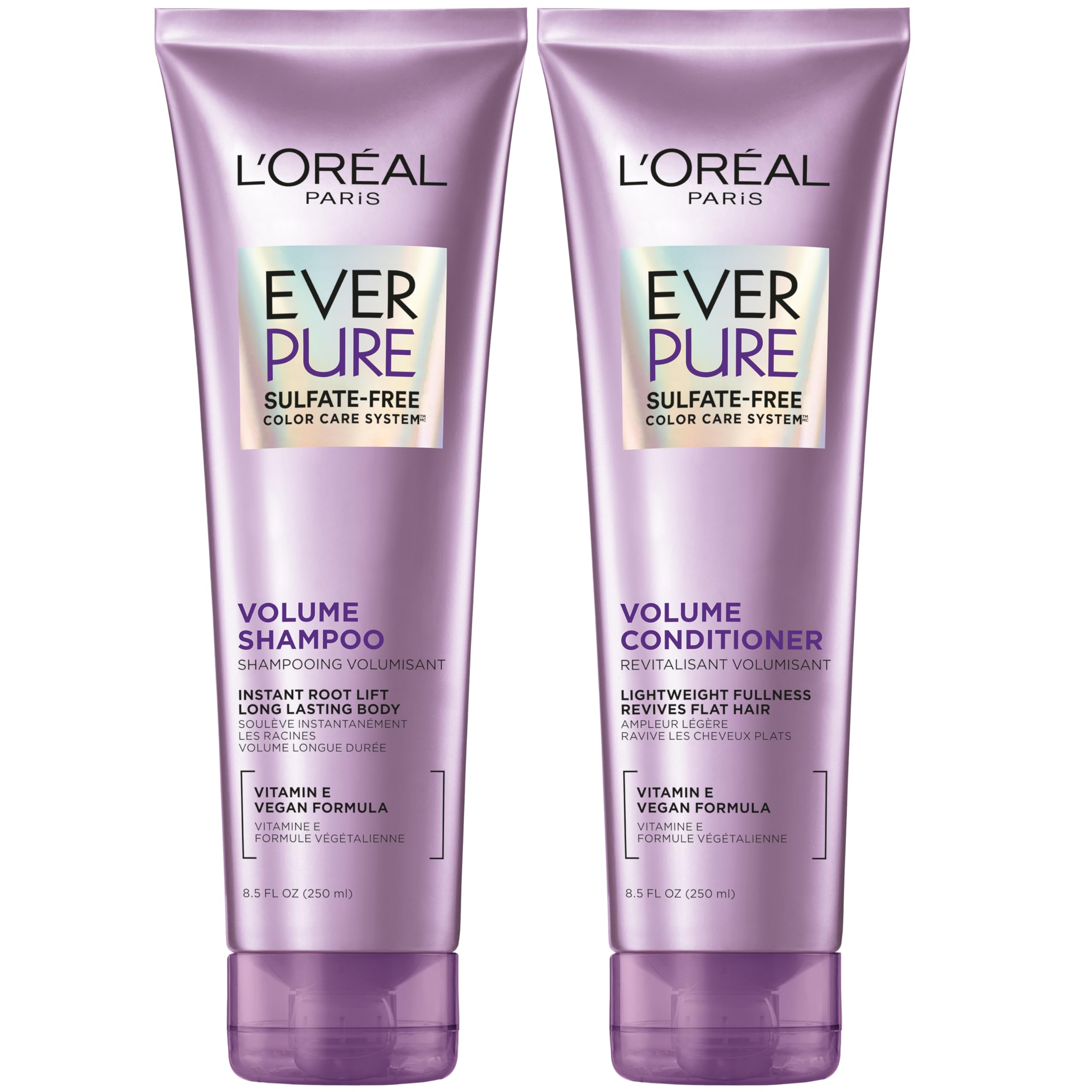 L'Oreal Paris EverPure Sulfate Free Shampoo and Conditioner Set for Color-Treated Hair - 8.5 Fl Oz (Pack of 2) | Vegan, Moisturizing & Safe for Colored Hair | Perfect for Daily Hair Care & Salon-Quality Results at Home