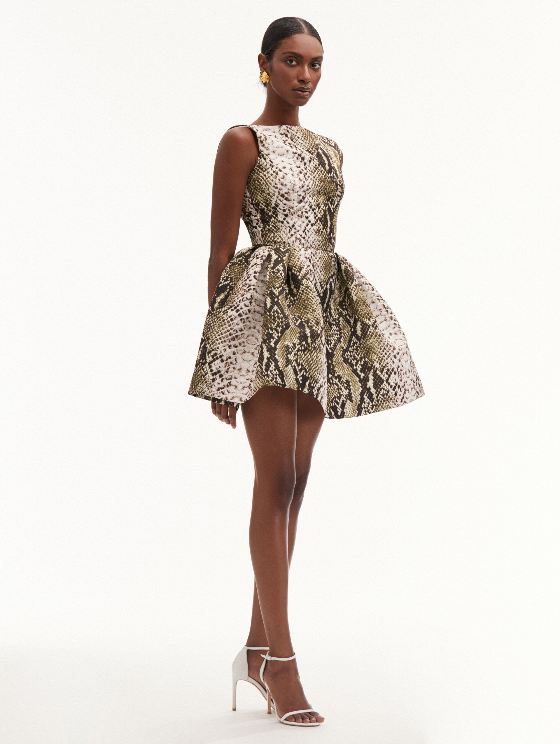 Elegant Snake Print Faille Cocktail Dress for Women - Perfect for Evening Parties, Date Nights & Special Occasions
