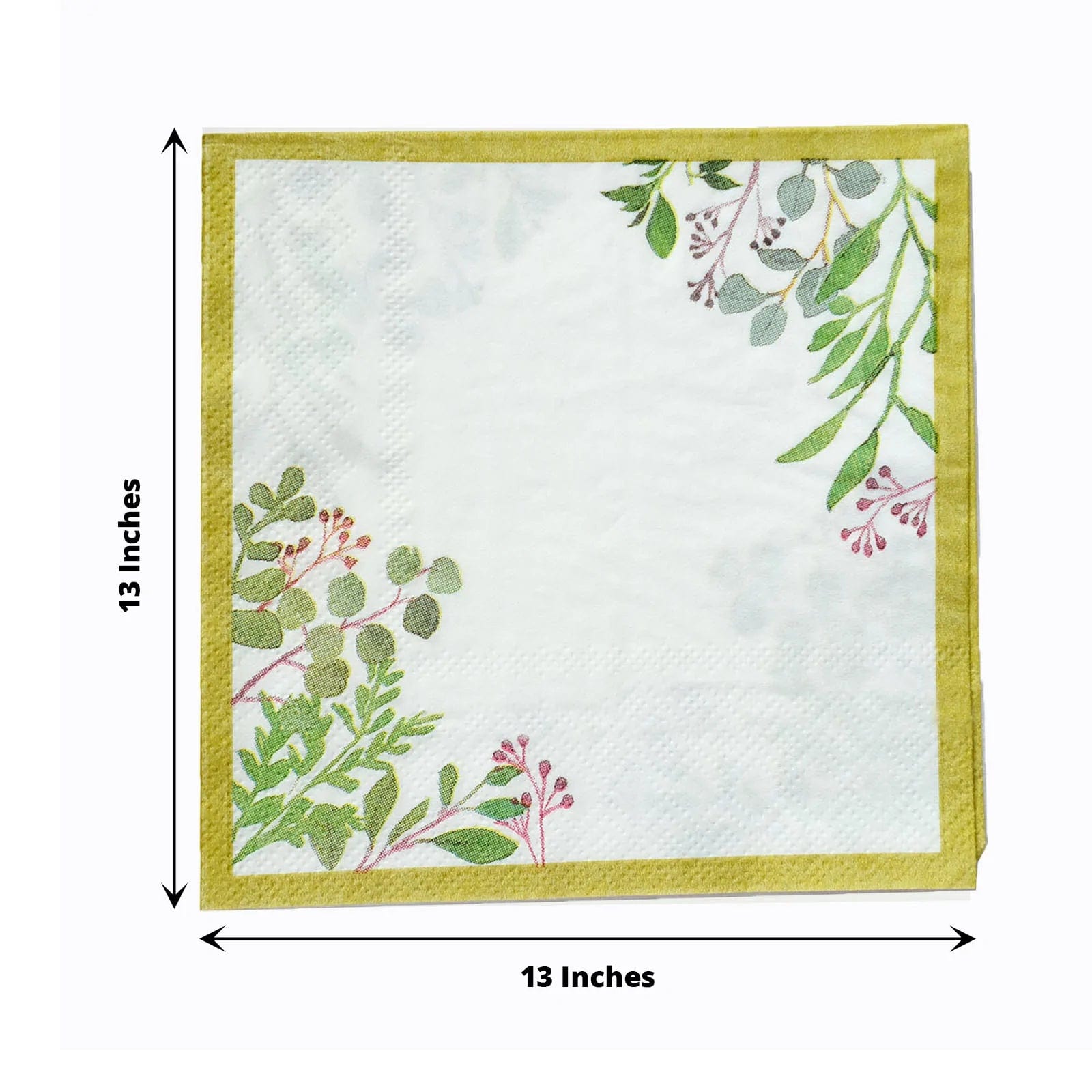 Premium 24-Pack 10-Leaf Design 2-Ply White Dinner Napkins with Gold Rim - Elegant Table Setting for Weddings, Parties & Fine Dining