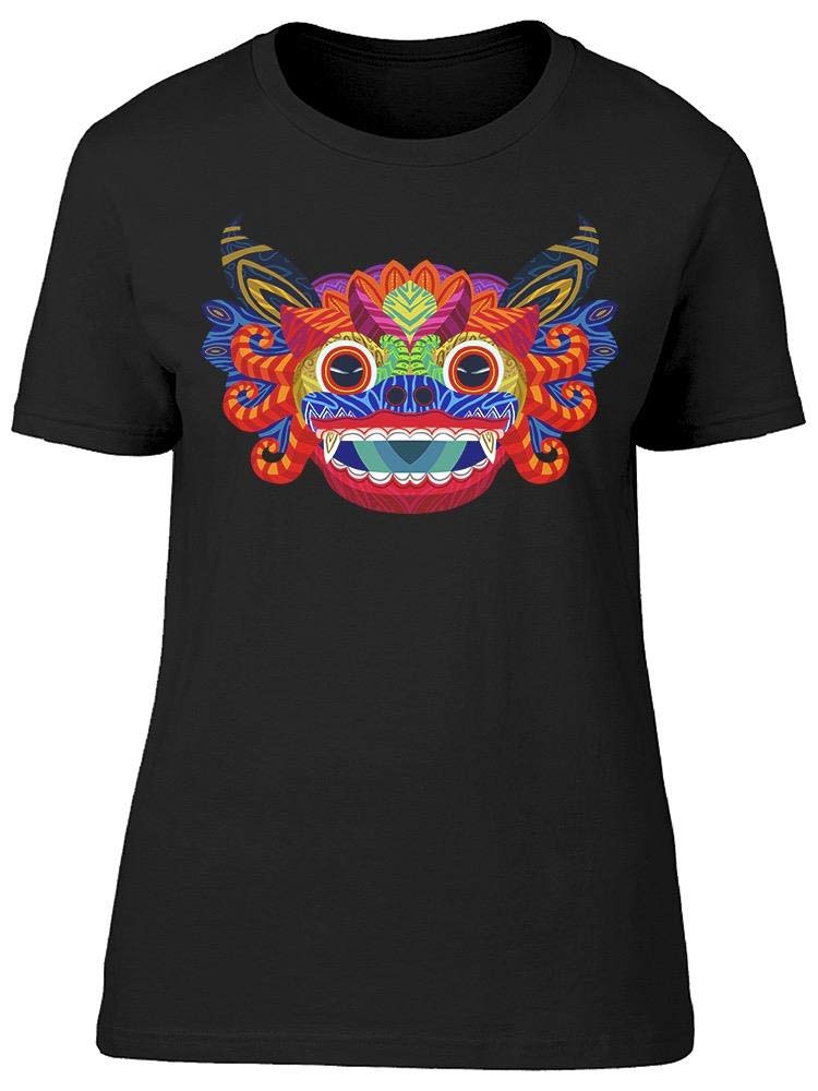 Barong Bali Mask T-Shirt for Women - Stylish & Comfortable Cotton Tee for Casual Wear, Travel & Cultural Events
