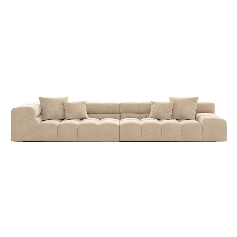 Modern L-Shaped Sectional Sofa with Armrests - Tan Fabric Living Room Couch for Small Spaces | Perfect for Apartments, Lofts & Cozy Family Rooms