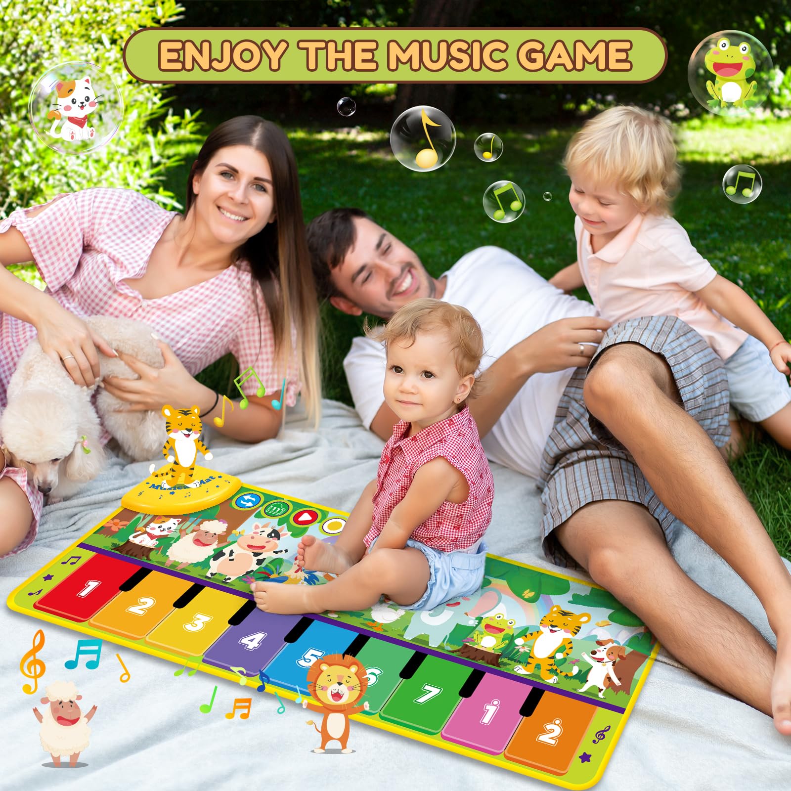 WEARXI Musical Play Mat for Toddlers 1-3 Years - Interactive Piano Crawling Toy for Baby Girls & Boys | Perfect Birthday Gift for 1 & 2 Year Olds | Educational Floor Mat for Early Learning & Sensory Development