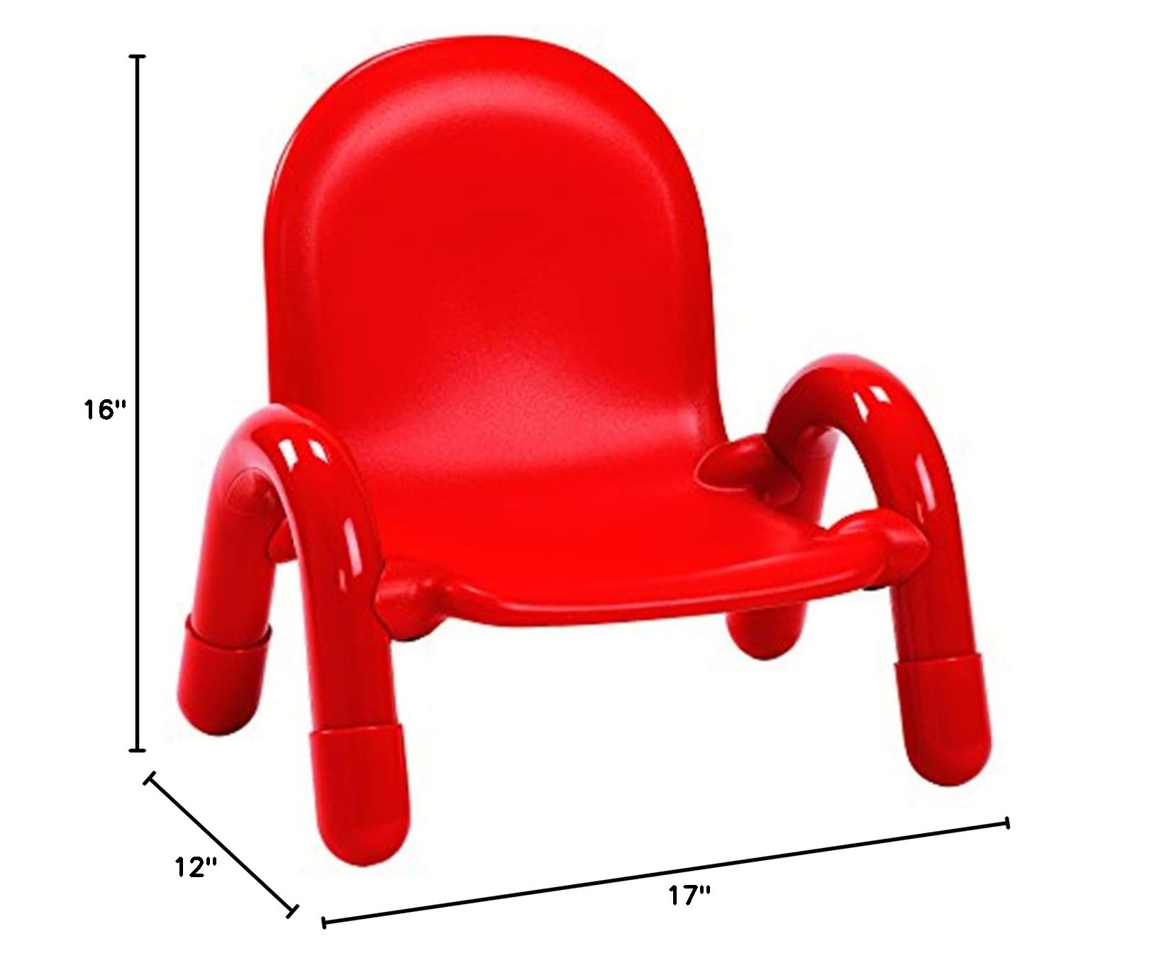 Baseline 5 Inch Kids Chair - Candy Apple Red for Children's Room, Playroom, or Classroom Seating
