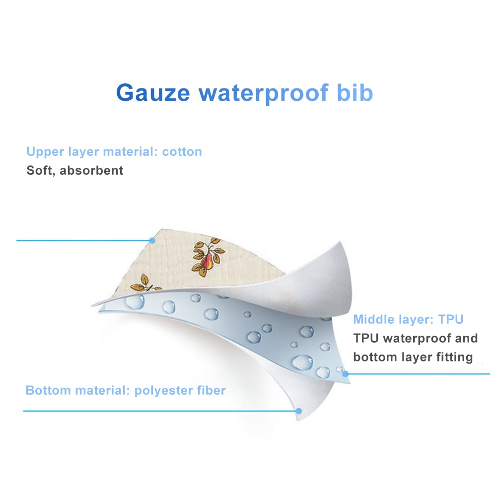 ISAKEN 2 Pack Waterproof Baby Bibs - Soft Bandana Drool Bibs & Burp Cloths for Newborns, Infants & Toddlers - Perfect for Feeding, Teething & Messy Playtime