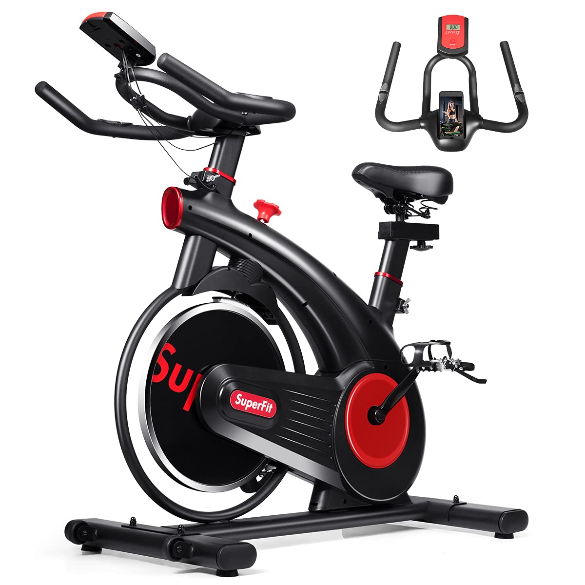 Best Exercise Bike for Home Gym - Adjustable Indoor Cycling Bike with Phone Holder, Comfortable Shock-Proof Seat & Stationary Flywheel - Perfect for Cardio Workouts, Weight Loss & Home Fitness Training