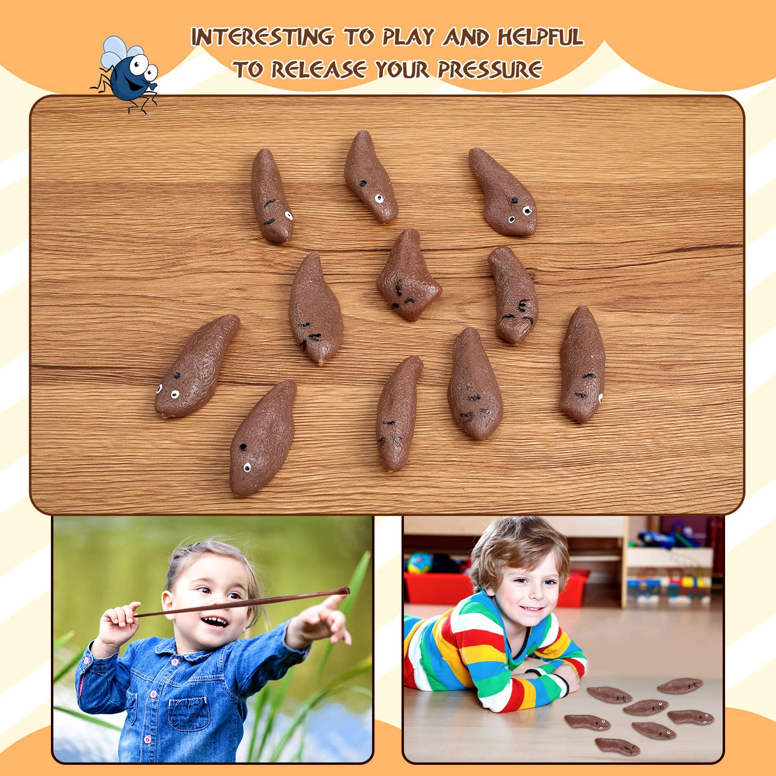 Jerify 24-Pack Stretchy Poop Finger Slingshot Toys - Fun Gag Gifts for Halloween, April Fools' Day & Birthday Parties - Fake Poop Rubber Slingshots for Flying Games & Prank Scenes