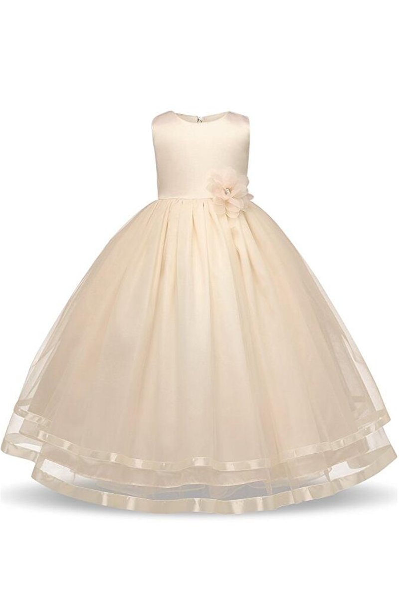 YMING Girls Wedding Party Princess Dress - Elegant Lace Tutu Tulle Maxi Ball Gown for Prom, Quinceañera, Flower Girl & Special Occasions