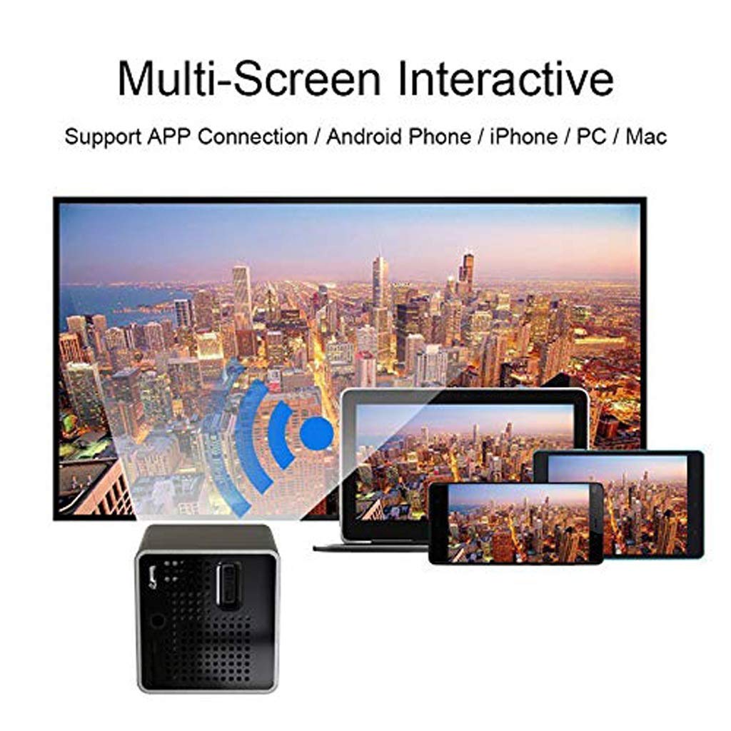 VVHUDA Mini Projector - Smart DLP Portable Movie Projector for Home Theater, Outdoor Camping & Office Presentations | Compact Design with Mobile Bracket | Perfect Gift for Movie Lovers & Tech Enthusiasts