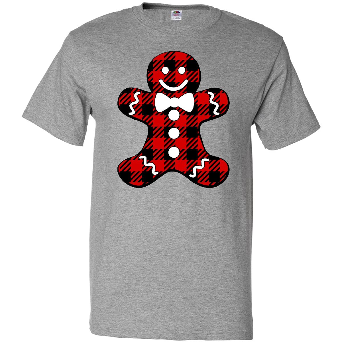 Inktastic Buffalo Plaid Gingerbread Man Christmas T-Shirt - Festive Holiday Apparel for Family Gatherings & Ugly Sweater Parties
