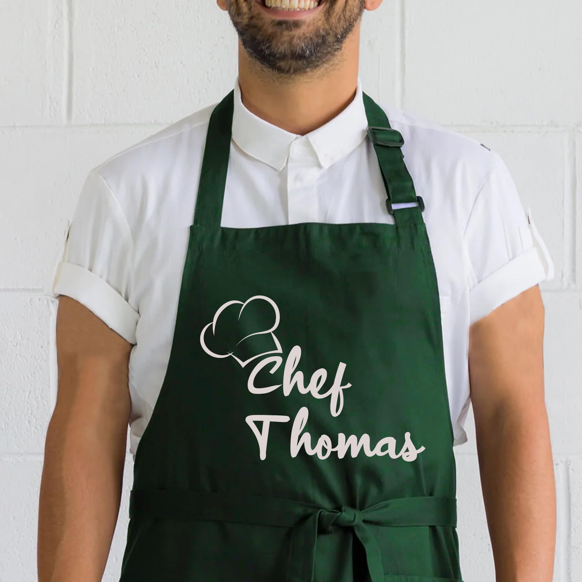 Custom Name Chef Apron with Pockets - Personalized Kitchen Apron for Men & Women - Ideal for Cooking, Baking & Grilling - Perfect Gift for Valentine's Day, Father's Day, Mother's Day, Christmas & Anniversaries