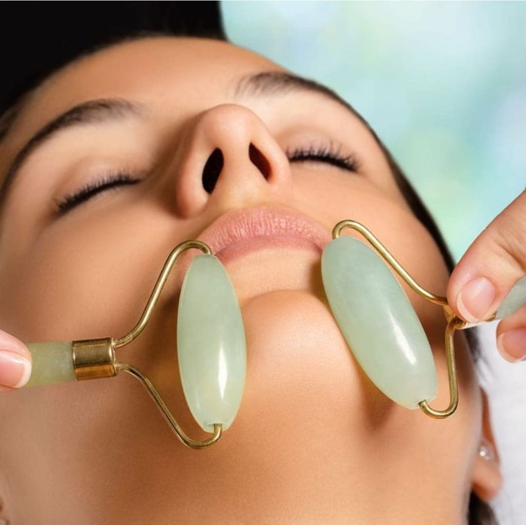 Jade Face Roller for Skin Care - Natural Stone Facial Massager for Glowing Skin & Anti-Aging - Perfect for Daily Skincare Routine & Relaxation
