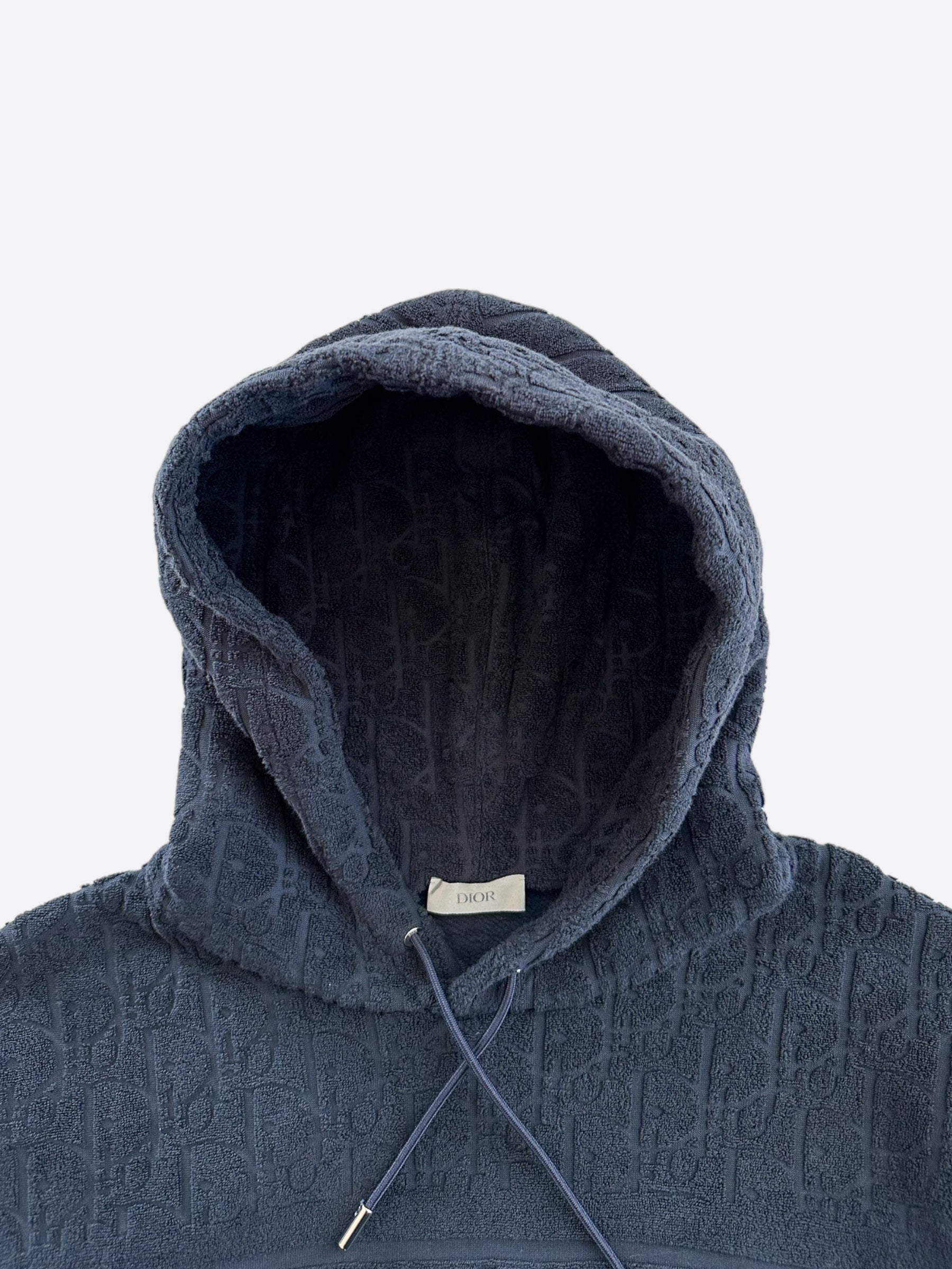 Dior Navy Oblique Logo Hooded Towel - Soft & Absorbent for Beach, Pool, and Spa - Luxury Unisex Hoodie Towel for Women & Men