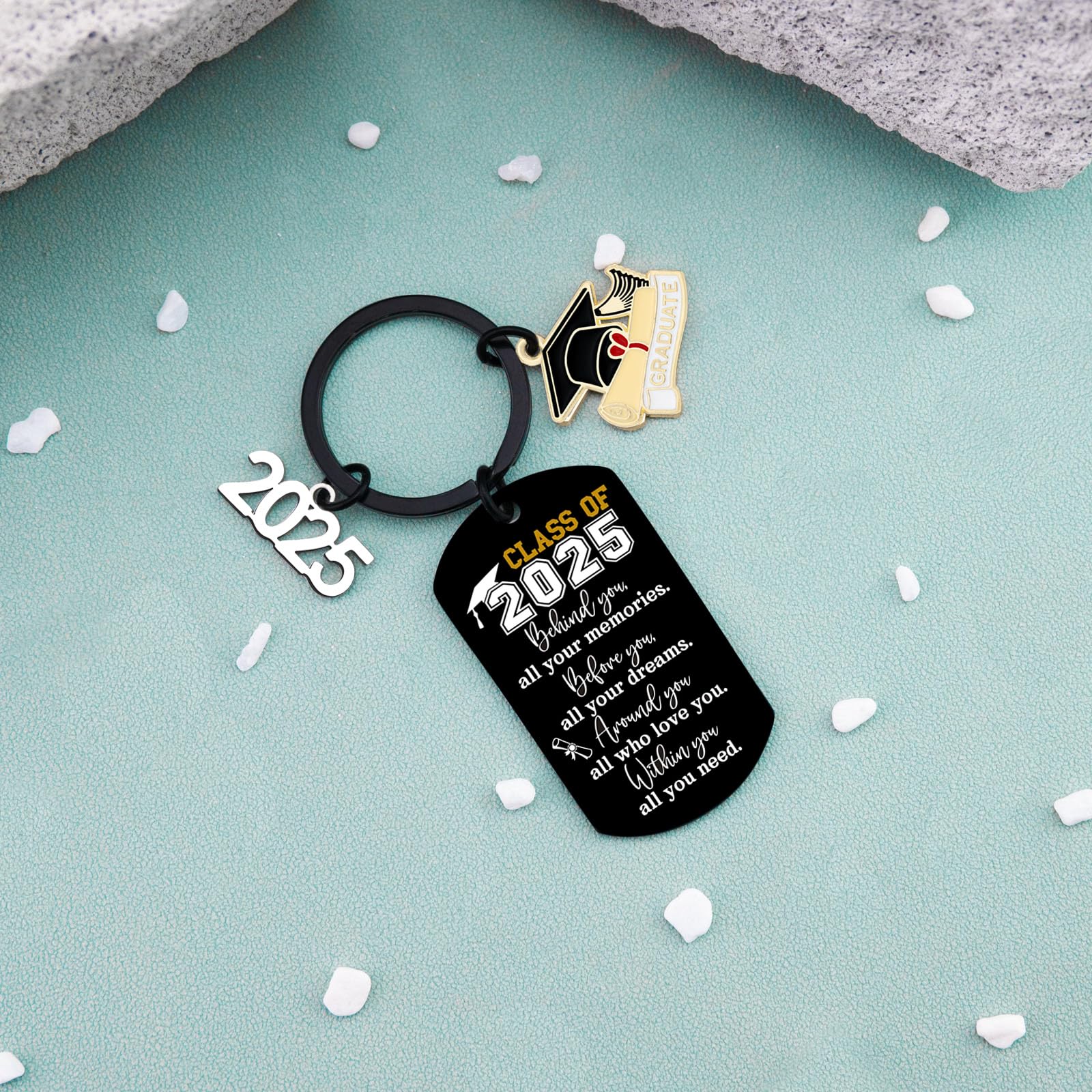 **2025 Graduation Keychain Gift for Her & Him - Inspirational High School & College Graduation Present - Class of 2025 Keyring Necklace for Teen Boys & Girls - Perfect for Senior Gifts & Commencement Celebrations**