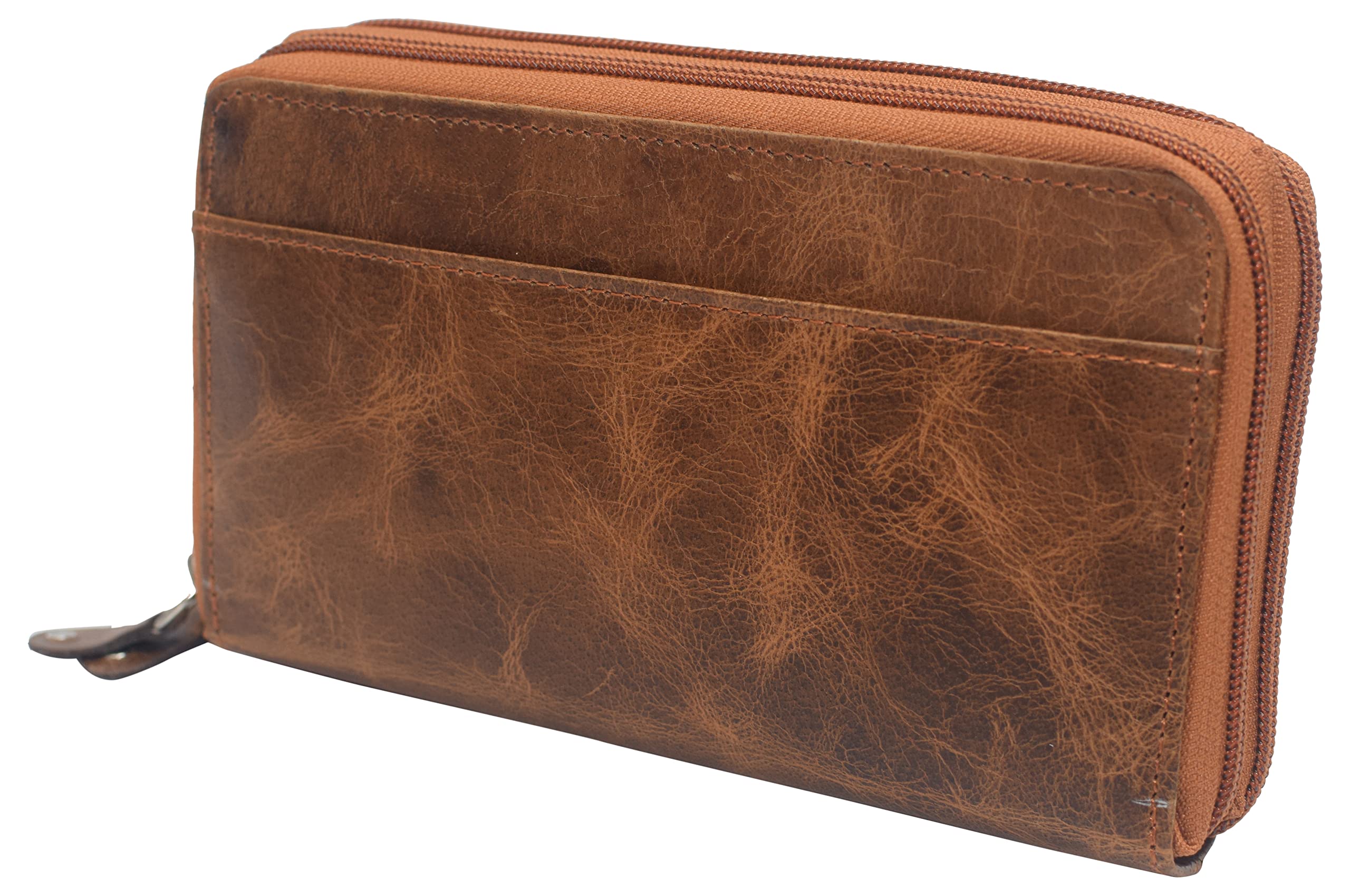 RFID Blocking Leather Wallet for Women - Large Travel Purse with Zip Around & Wristlet (Tan) | USA Made | Perfect for Everyday Use, Shopping & Travel Security