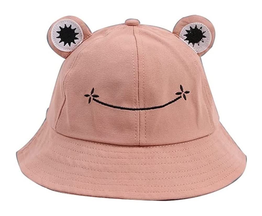 YIWANGO UPF 50+ Sun Protection Fisherman Bucket Hat - Foldable Cotton Beach Sun Hat for Women & Men - Outdoor Fishing, Hiking, Gardening, Travel - Cute Frog Design (Color: D, One Size)