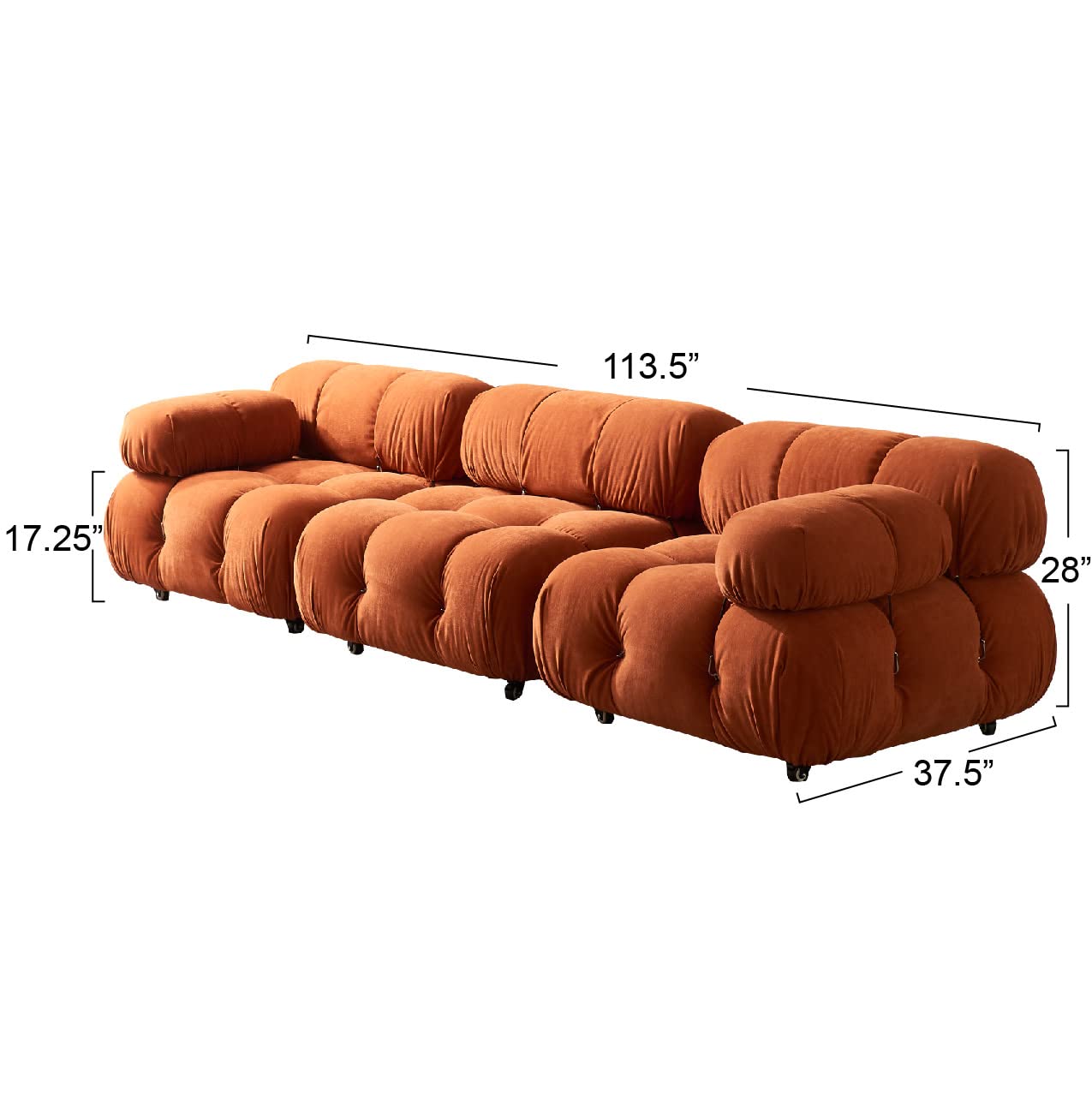 Creative Co-Op Mimosa Modular Sectional Sofa Set - Rust-Colored Fabric for Living Room, Lounge & Entertainment Spaces - Comfortable & Stylish Seating Solution