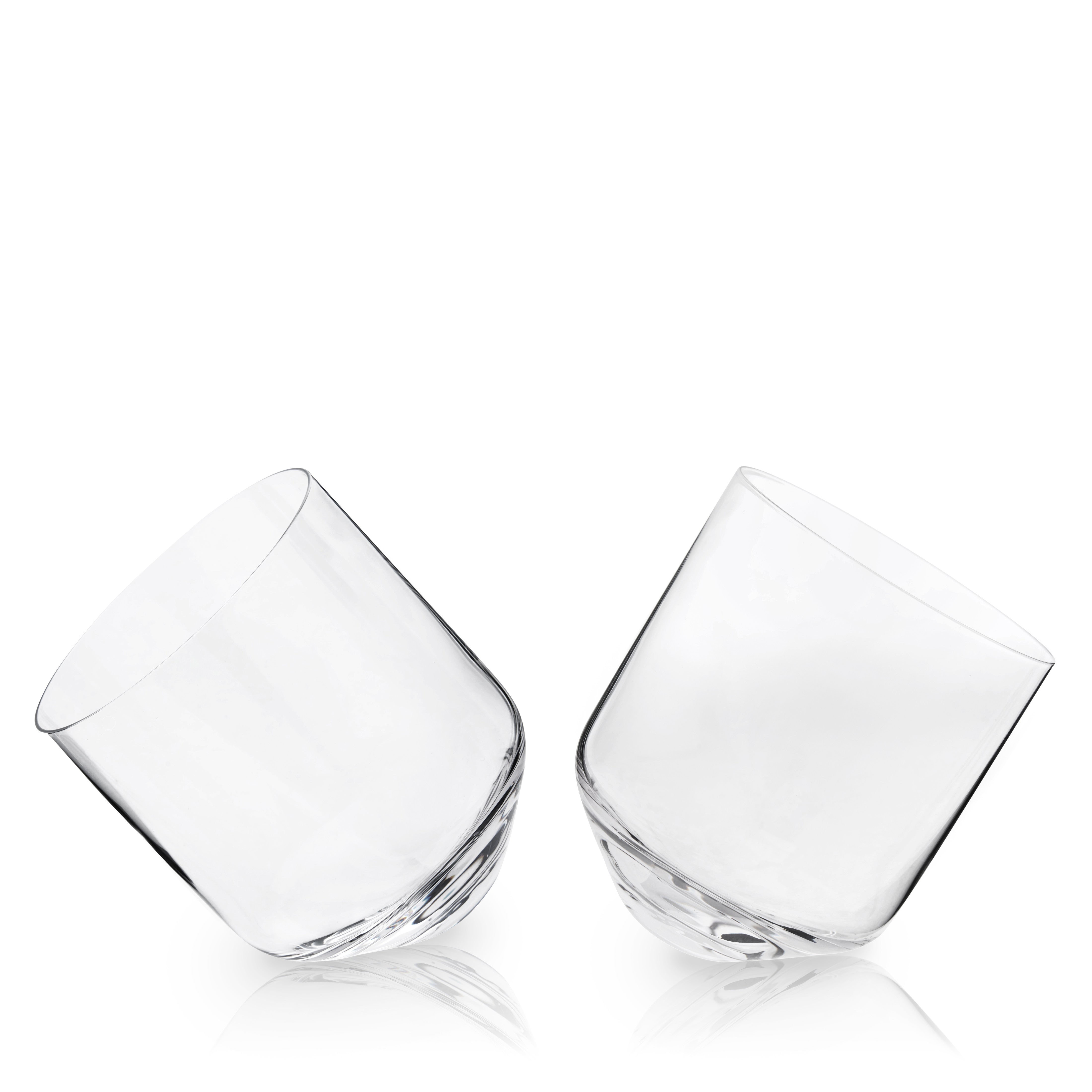 Premium Rolling Crystal Whiskey Glasses Set of 2 - Elegant Whiskey Tumbler Rocks Glasses for Bourbon, Scotch & Cocktails - Perfect for Home Bar, Gifts & Dinner Parties