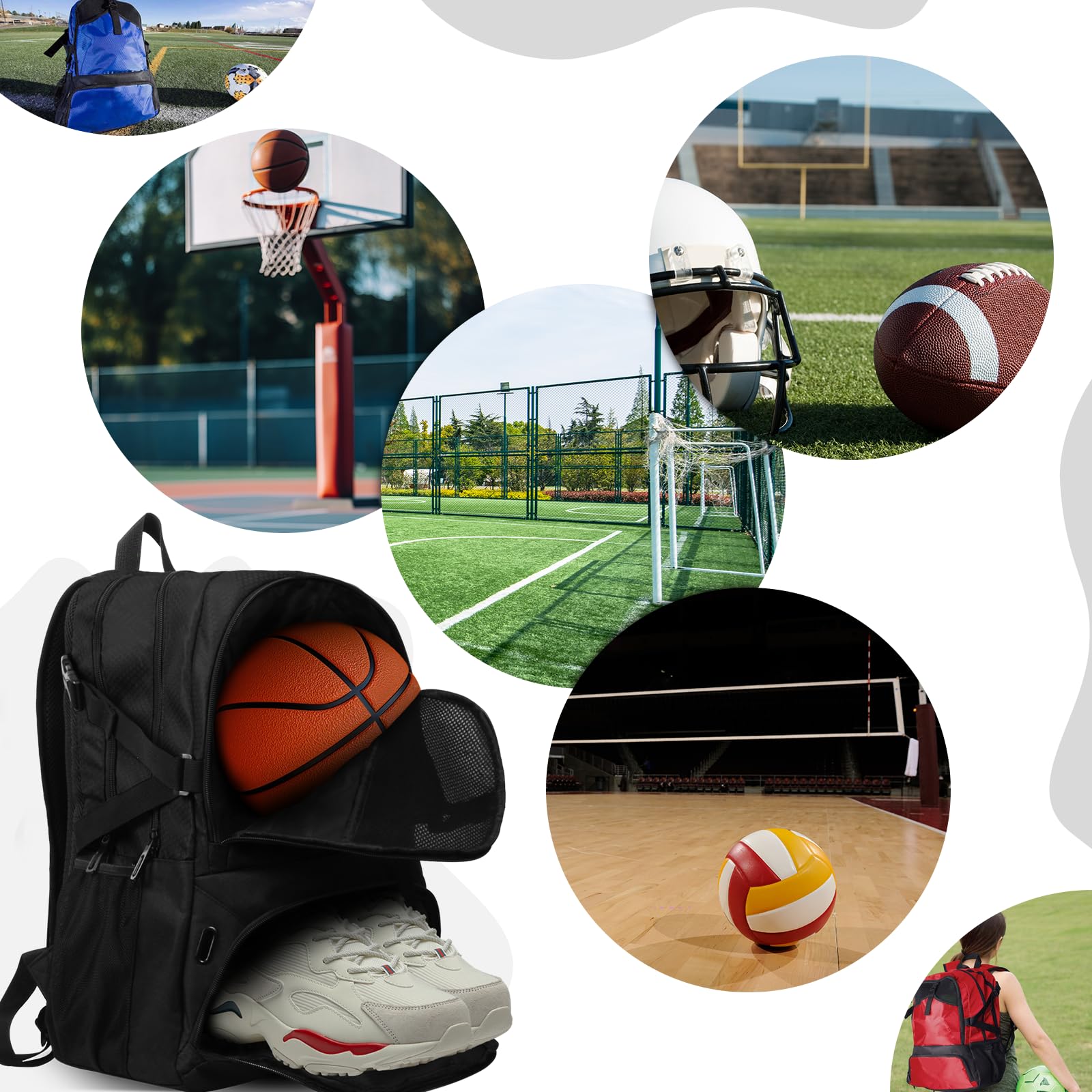 **Waterproof Basketball Backpack with Large Shoe & Ball Compartment – 30L Sports Equipment Bag for Men & Women – Perfect for Gym, Soccer, Volleyball, Travel & Outdoor Activities**
