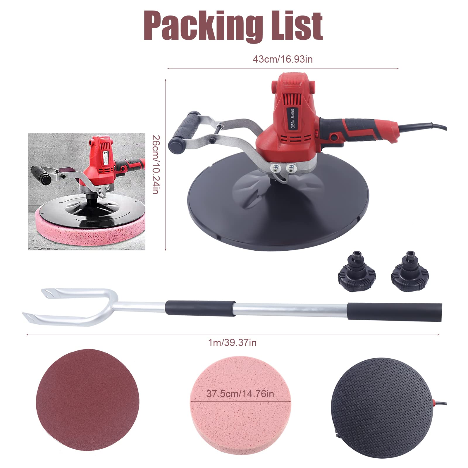 850W Electric Concrete Trowel Machine - 110V Wall Smoothing & Polishing Tool with Extension Rod | Multi-Function Sander Grinder for Plastering | Durable Copper Motor | Perfect for DIY Home Renovation & Professional Construction Projects