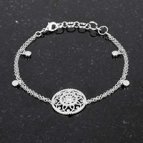 0.5 Carat Rhodium Plated Cubic Zirconia (CZ) Bracelet with Interlocking Circles - Elegant Jewelry for Women, Perfect for Weddings, Parties & Gifts