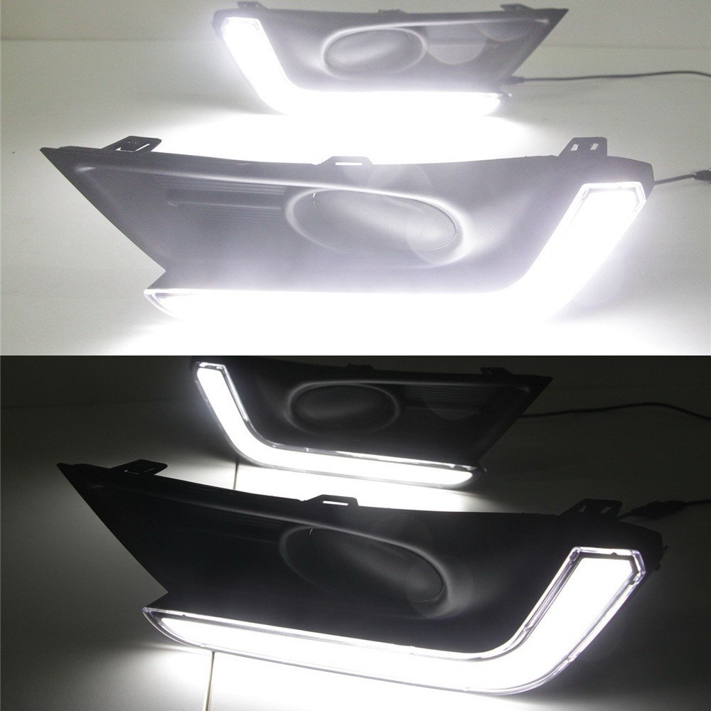 LED Daytime Running Lights for Honda CR-V CRV 2017-2020 Without Fog Lamp Version - Bright White LED DRL with Amber Turn Signals - Easy Installation & Enhanced Visibility for Daytime Safety Driving