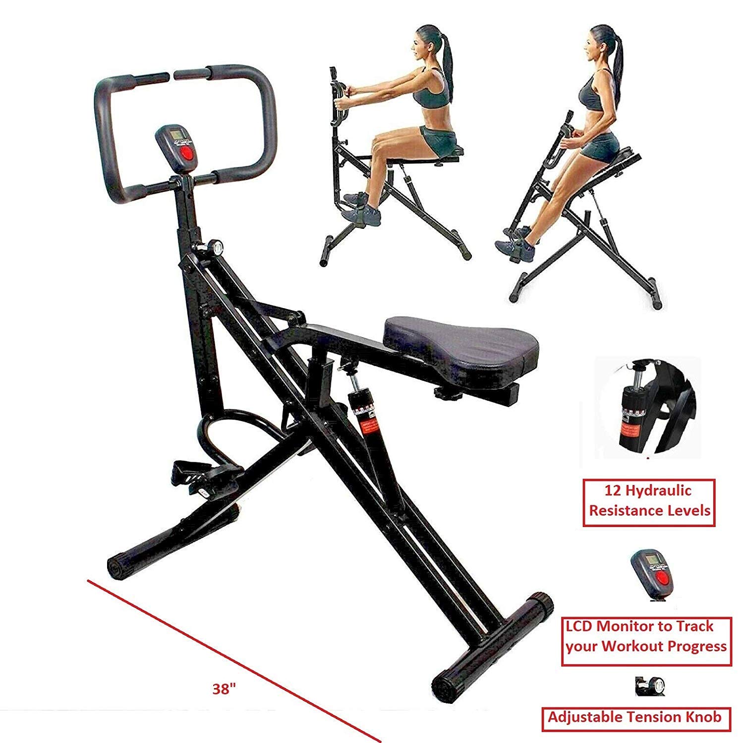 Power Rider AB Crunch Workout Machine - Core Strength & Cardio Trainer for Home Gym | Perfect for Abs Training, Full-Body Exercise & Fitness Enthusiasts