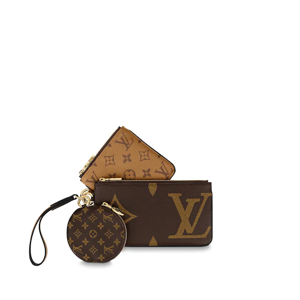 Louis Vuitton Trio Pouch Set - Genuine Leather Multi-Purpose Organizer for Wallet, Keys & Cosmetics | Perfect for Travel, Work & Everyday Use