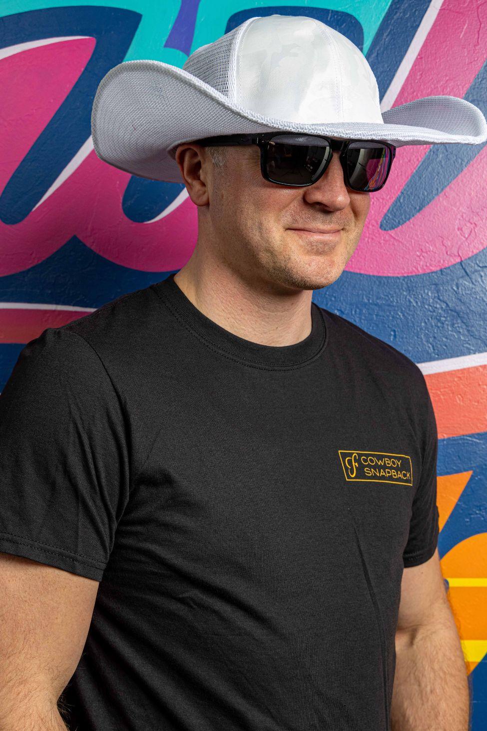 White Camo Cowboy Snapback Hat - 6 Panel Adjustable Blank Baseball Cap for Men & Women - Perfect for Western Rides, Country Concerts & Outdoor Adventures