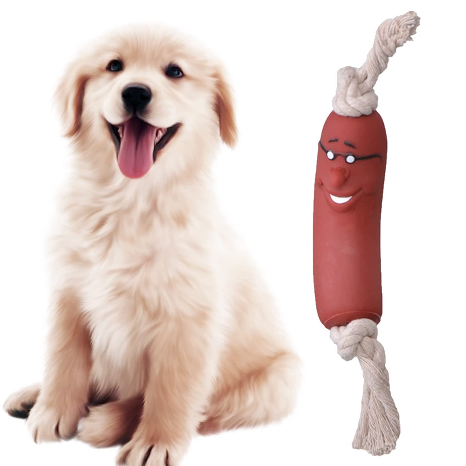 Cuteam Sausage-Shaped Dog Chew Toys - Durable Bite-Resistant & Tear-Resistant Interactive Pet Toy for Teeth Cleaning - 8.66 Inch Long-Lasting Chew for Aggressive Chewers - Perfect for Puppy Teething, Boredom Relief & Dental Health