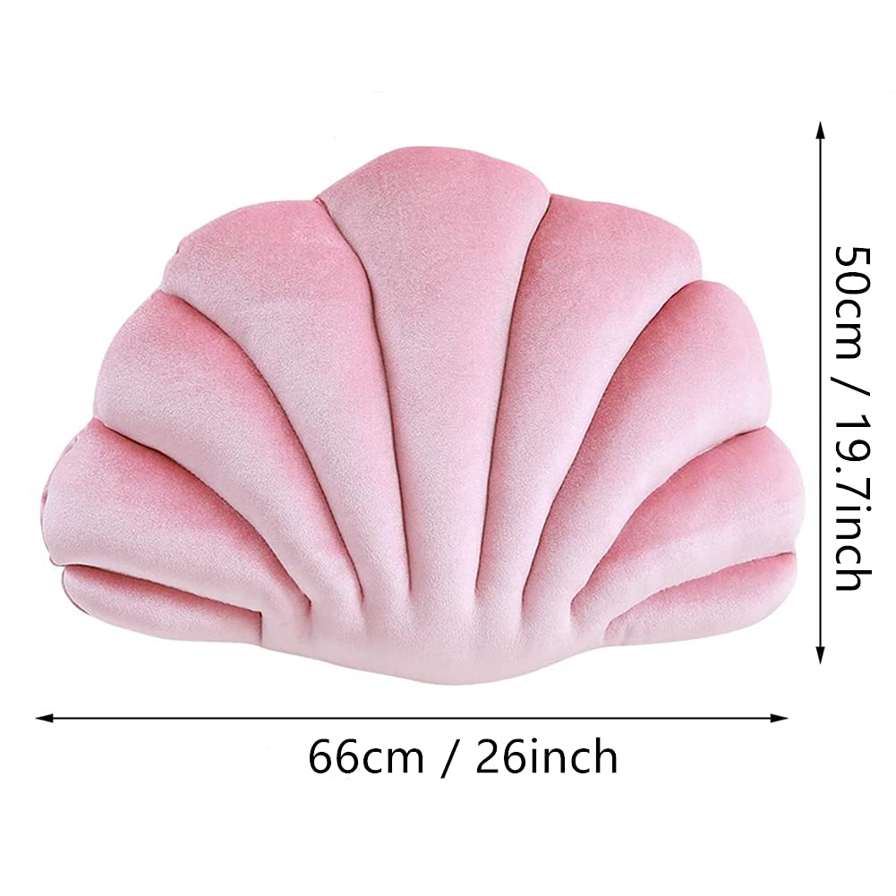 Seashell Shaped Throw Pillow - Velvet Plush Decorative Cushion for Sofa, Bed, Living Room | Sea Princess Theme Home Decor Gift