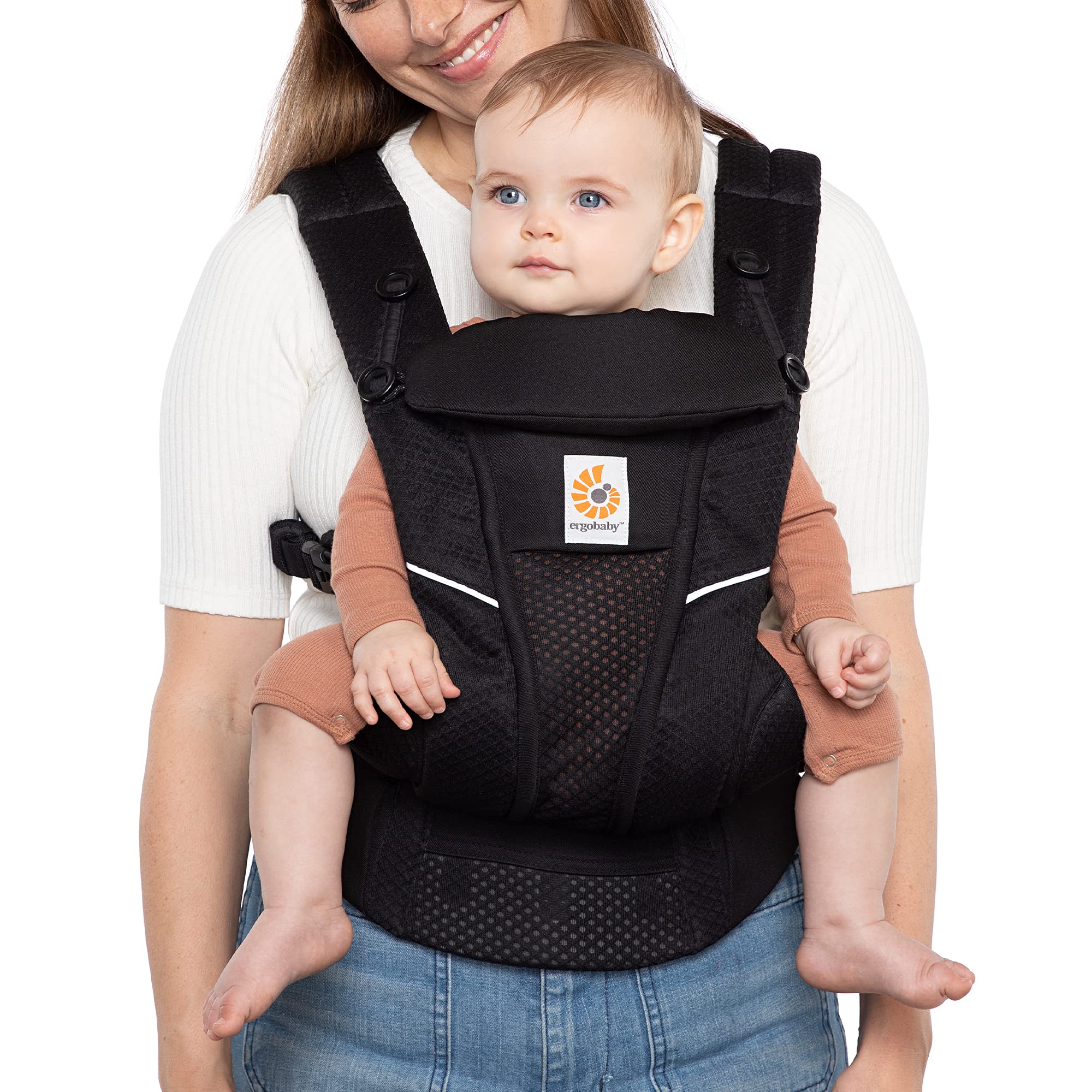 Ergobaby Omni Breeze Baby Carrier - Breathable Mesh Infant Carrier with Lumbar Support (7-45 lbs) for Hands-Free Parenting | Perfect for Hiking, Shopping & Daily Errands (Onyx Black)