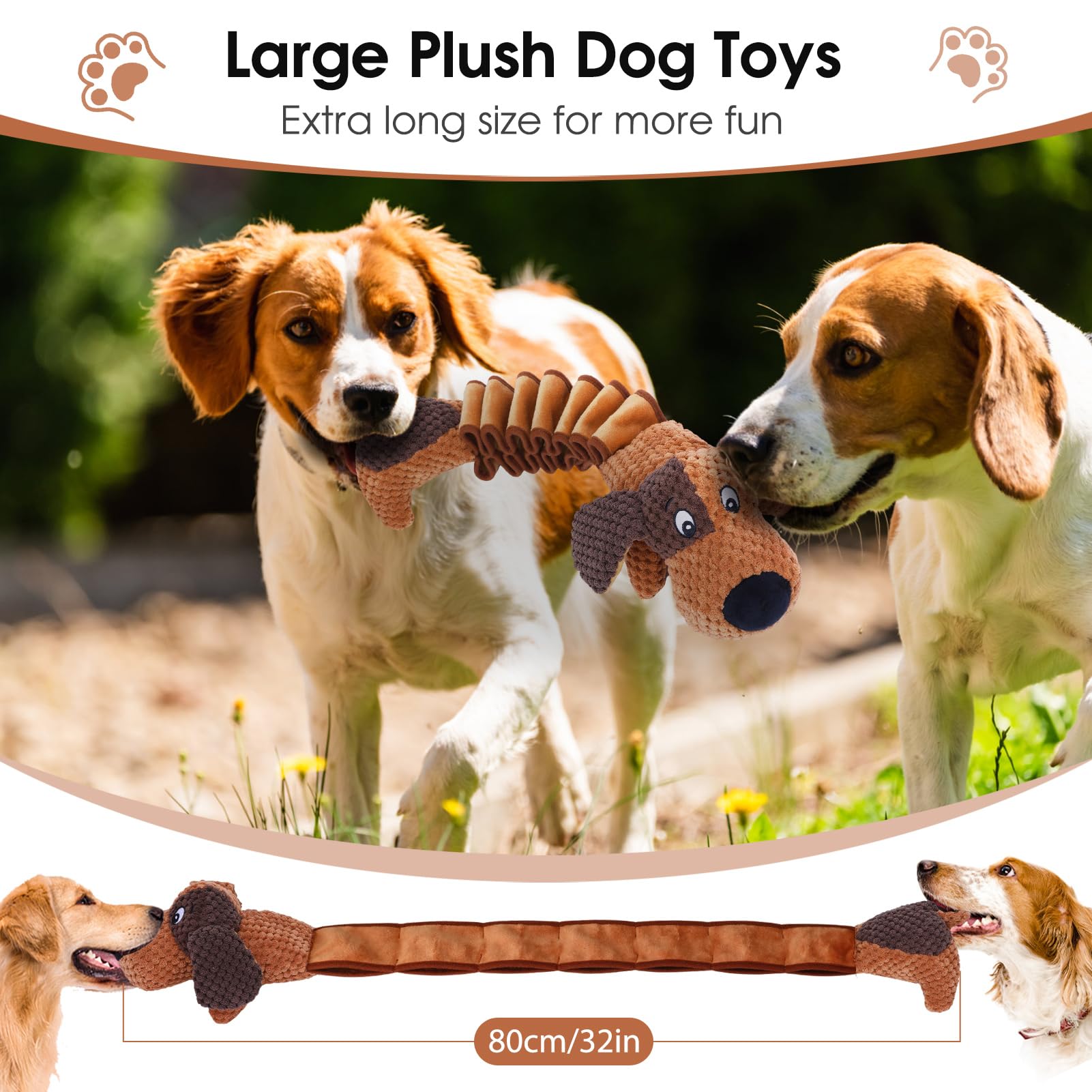 **Durable Squeaky Plush Dog Toys for Large, Medium & Small Dogs - Interactive Chew & Tug of War Pet Toys with Squeaker & Crinkle Paper - Perfect for Playtime, Training & Bonding**