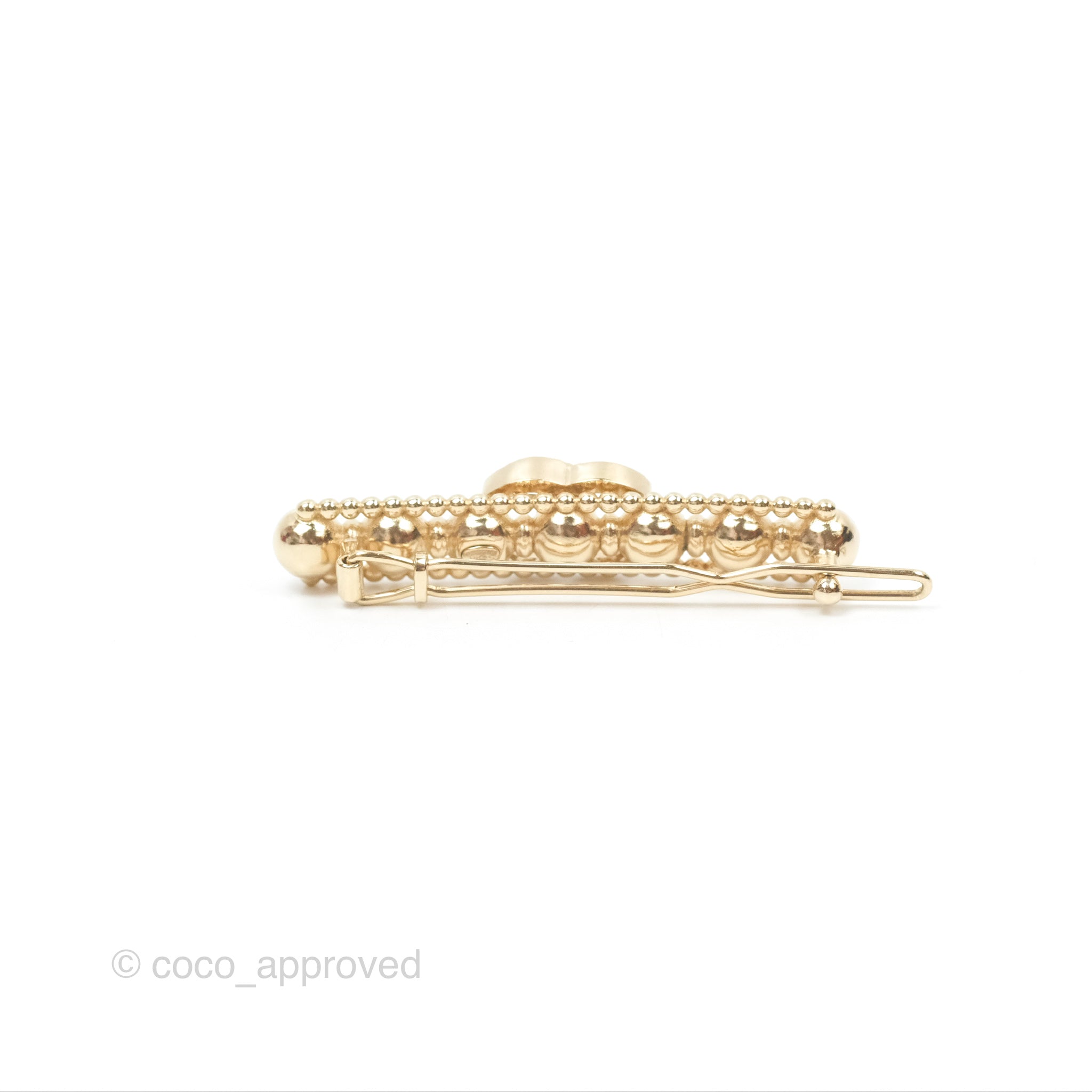 Chanel CC Crystal Beaded Hair Clip - Gold Tone Hair Accessory for Women | Perfect for Weddings, Parties & Special Occasions
