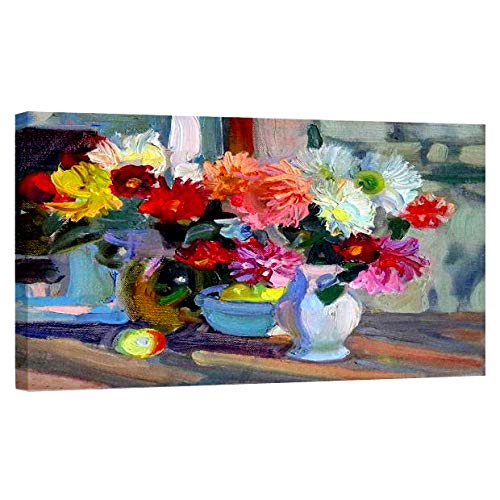 ZENDA Hand Painted Floral Oil Painting - Framed Canvas Wall Art with Vase Flowers Decor - Ready to Hang for Living Room, Bedroom & Office - Perfect for Home Decor, Housewarming Gifts & Interior Design