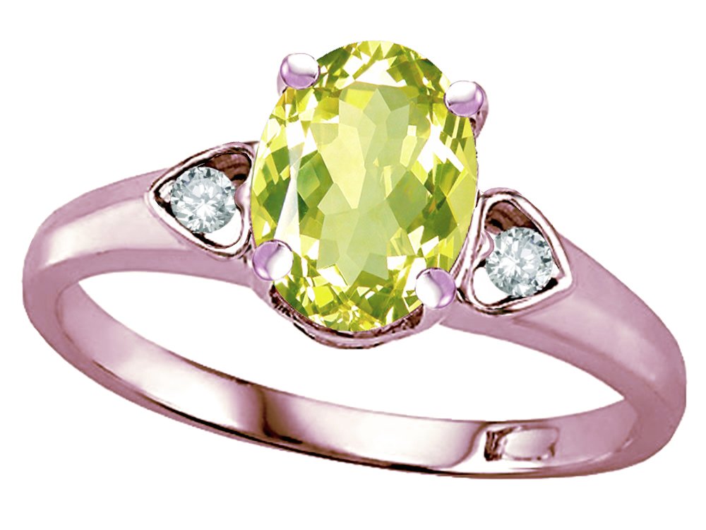Genuine Lemon Quartz 14kt Gold Love Promise Ring for Women - Oval 8x6mm Star K Jewelry - Perfect for Anniversaries, Engagements & Romantic Gifts